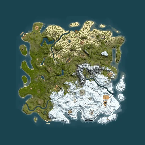 Rust map seed 1254649895, 5000x5000m top-down preview