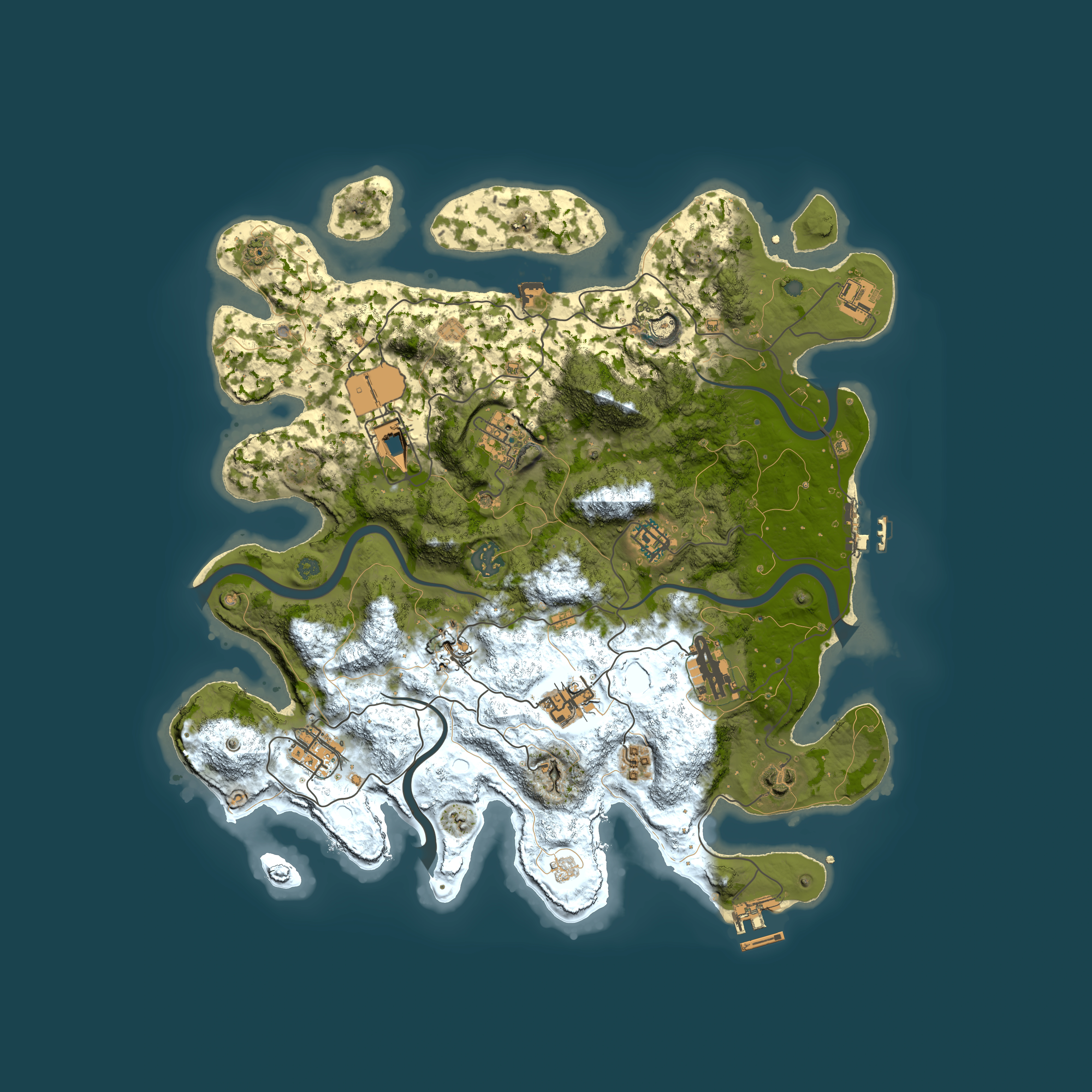 Full top-down render of Rust map seed 1393877724, 3800x3800m