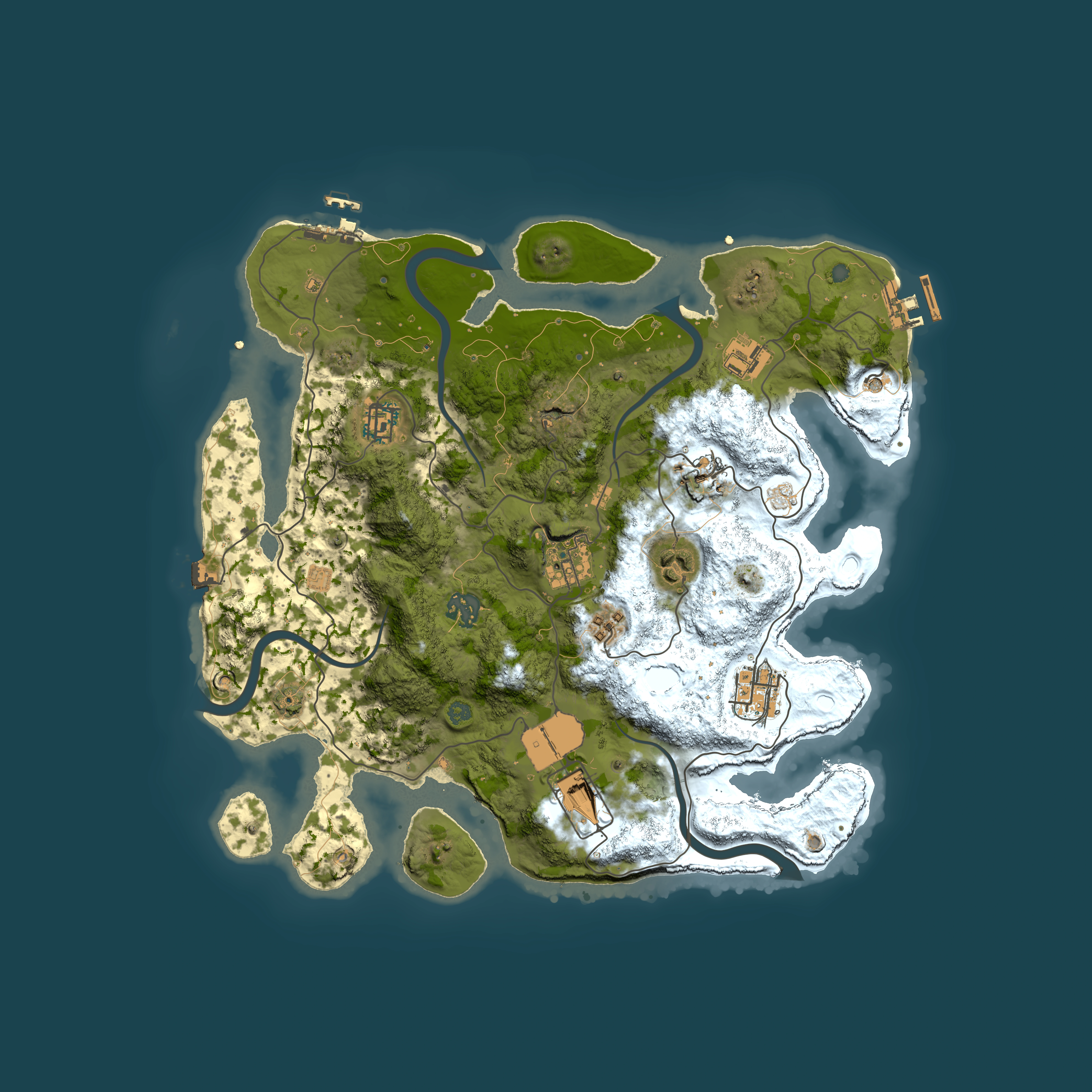 Full top-down render of Rust map seed 853826137, 3600x3600m