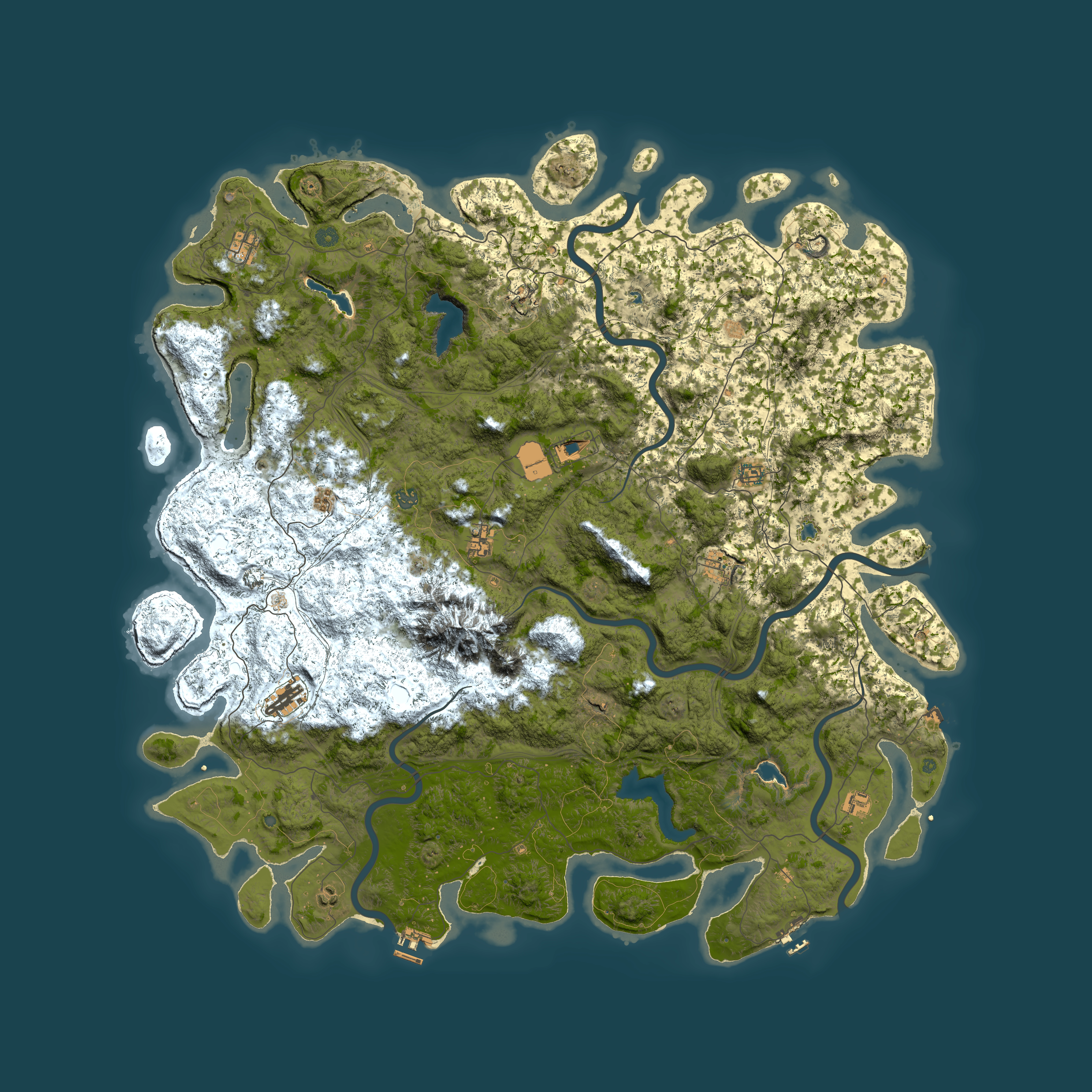 Full top-down render of Rust map seed 1791121093, 6000x6000m