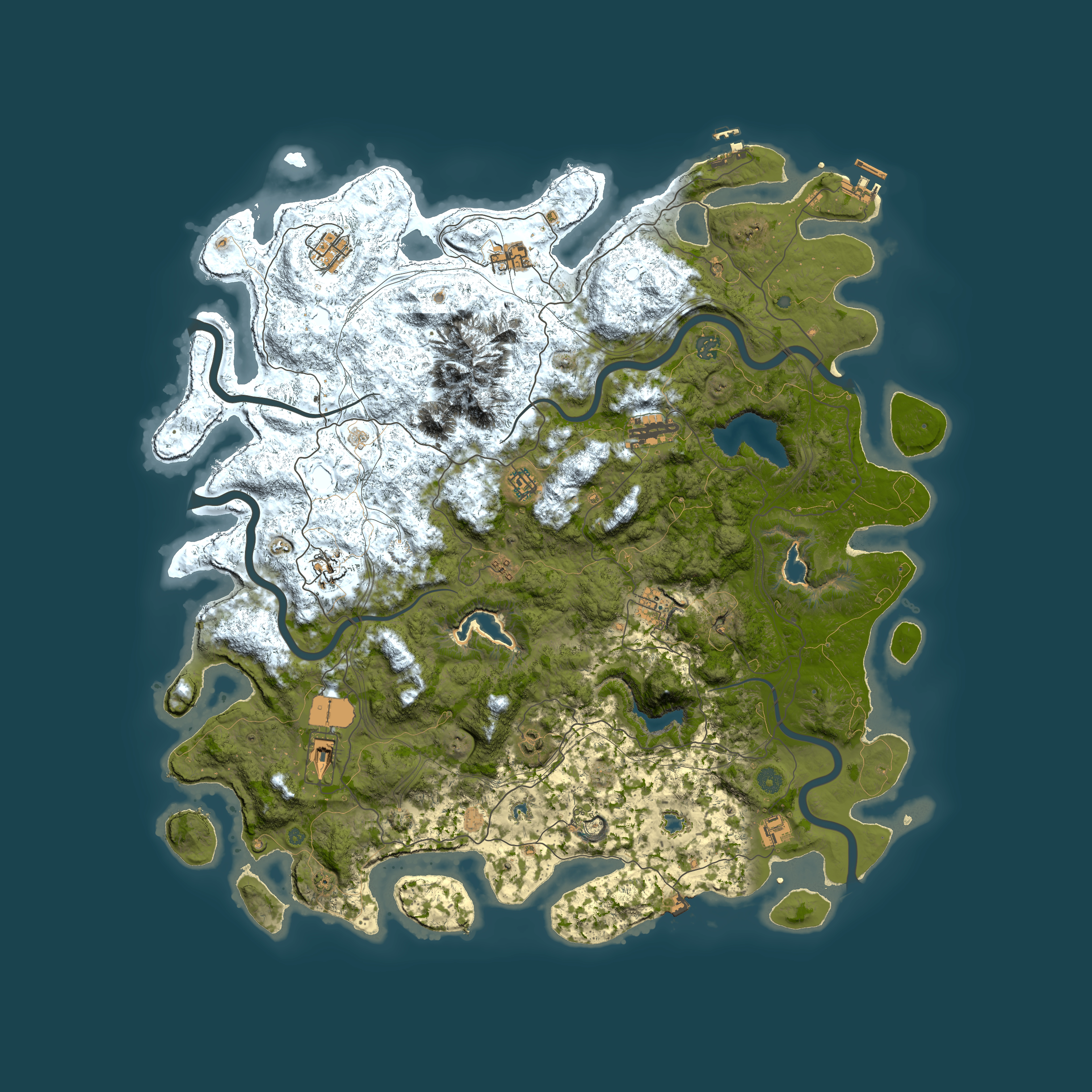 Full top-down render of Rust map seed 402447791, 5150x5150m