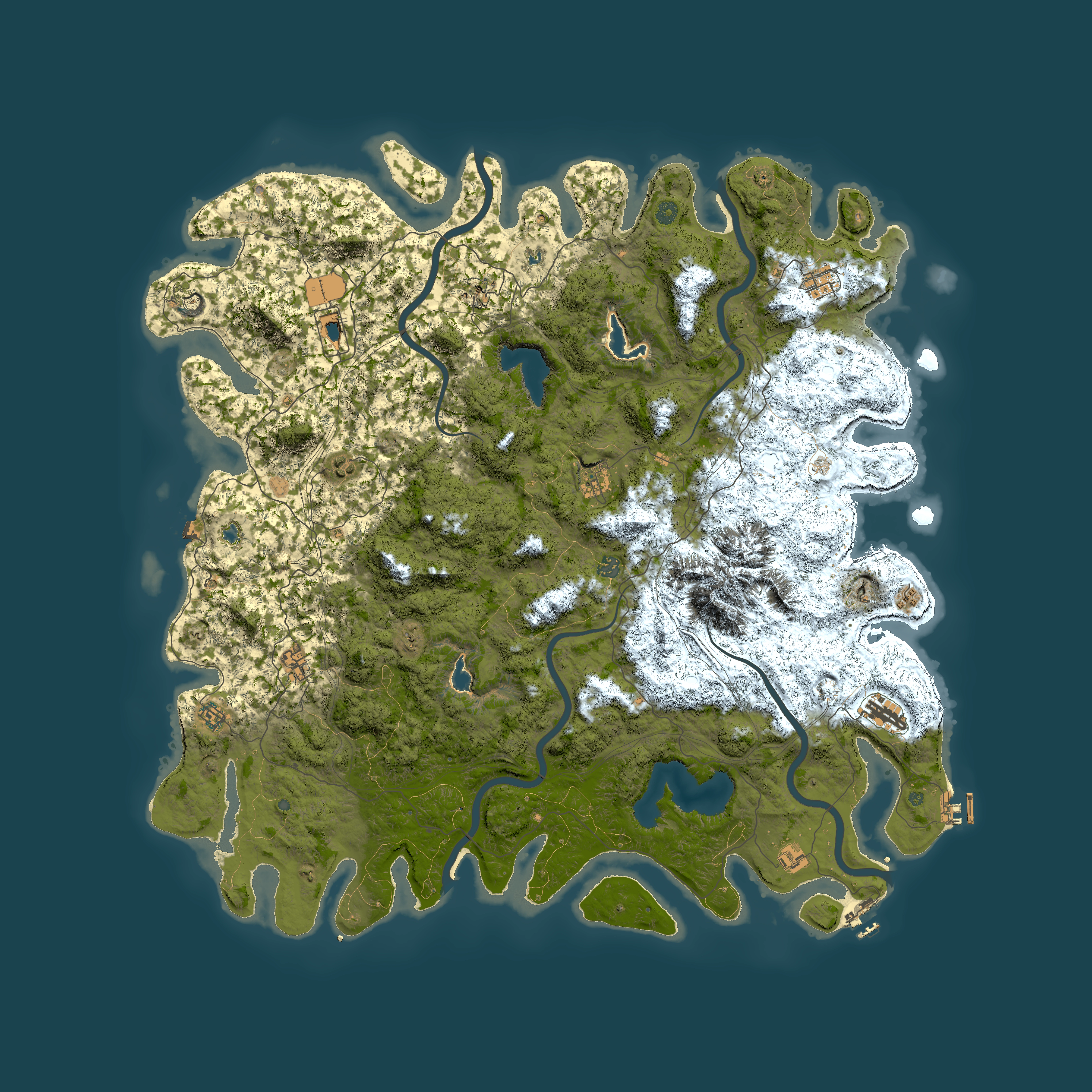 Full top-down render of Rust map seed 456834407, 5750x5750m