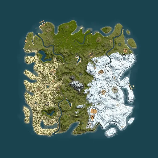 Rust map seed 1235728830, 5350x5350m top-down preview