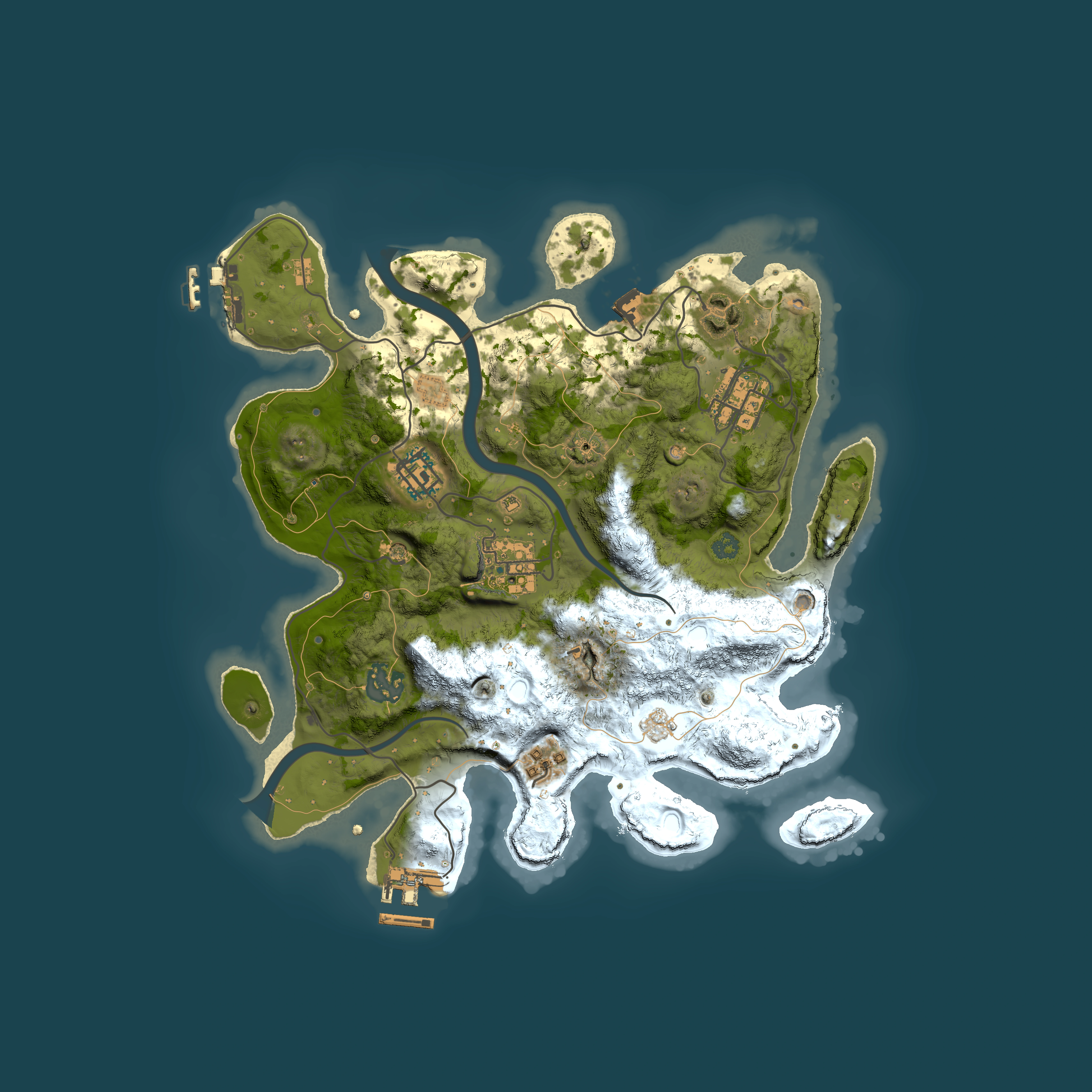 Full top-down render of Rust map seed 868267378, 3000x3000m