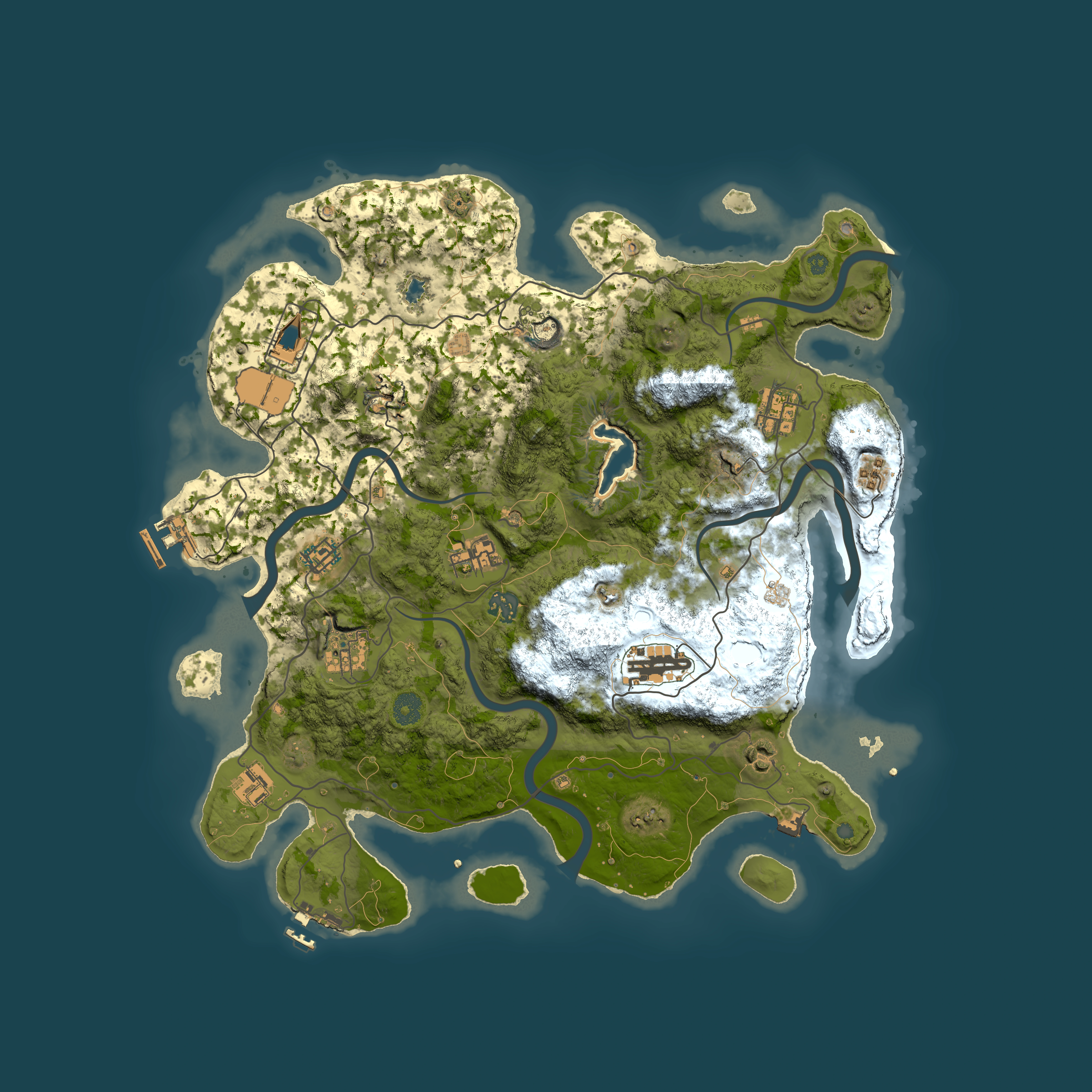 Full top-down render of Rust map seed 1987754610, 4050x4050m