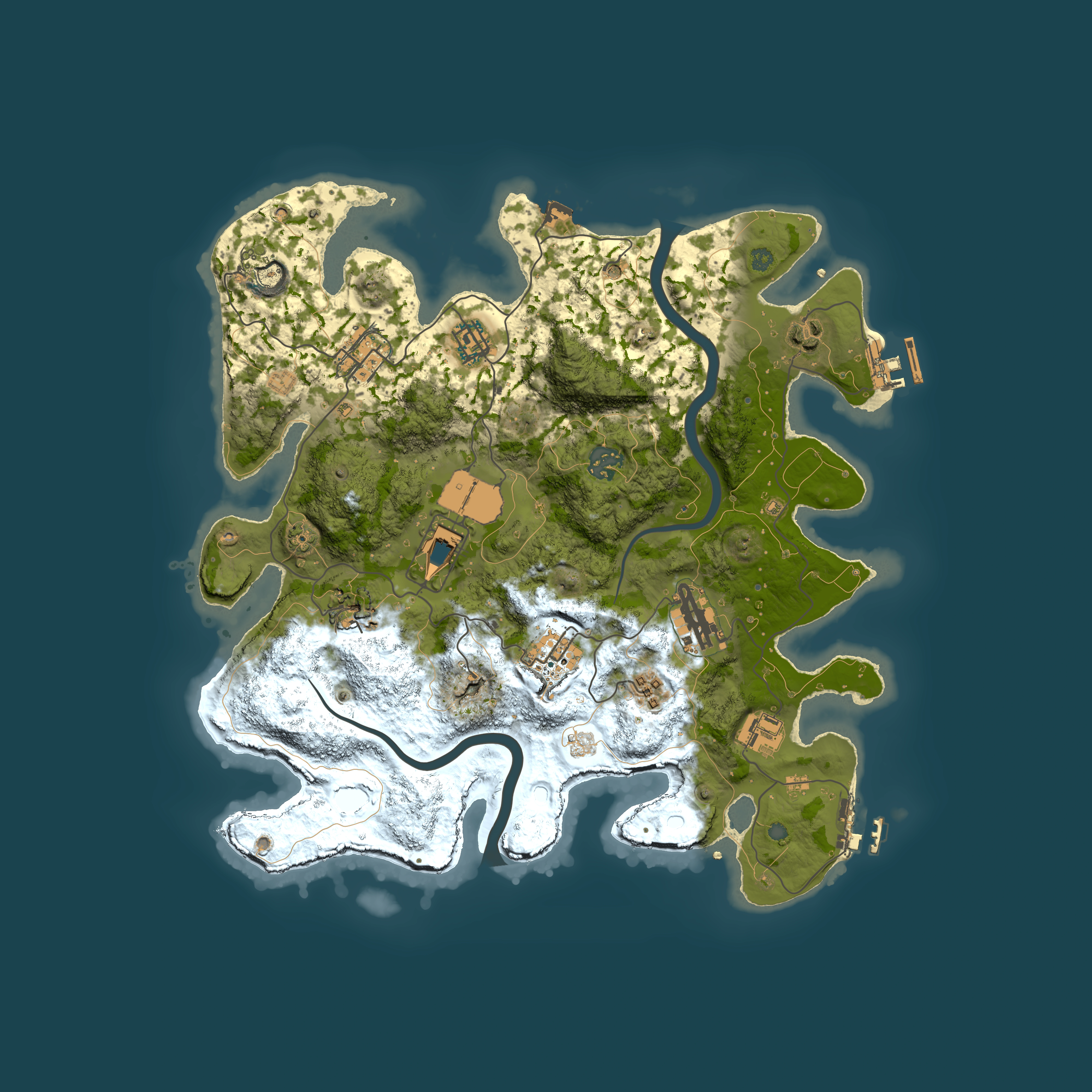 Full top-down render of Rust map seed 1321963210, 3600x3600m