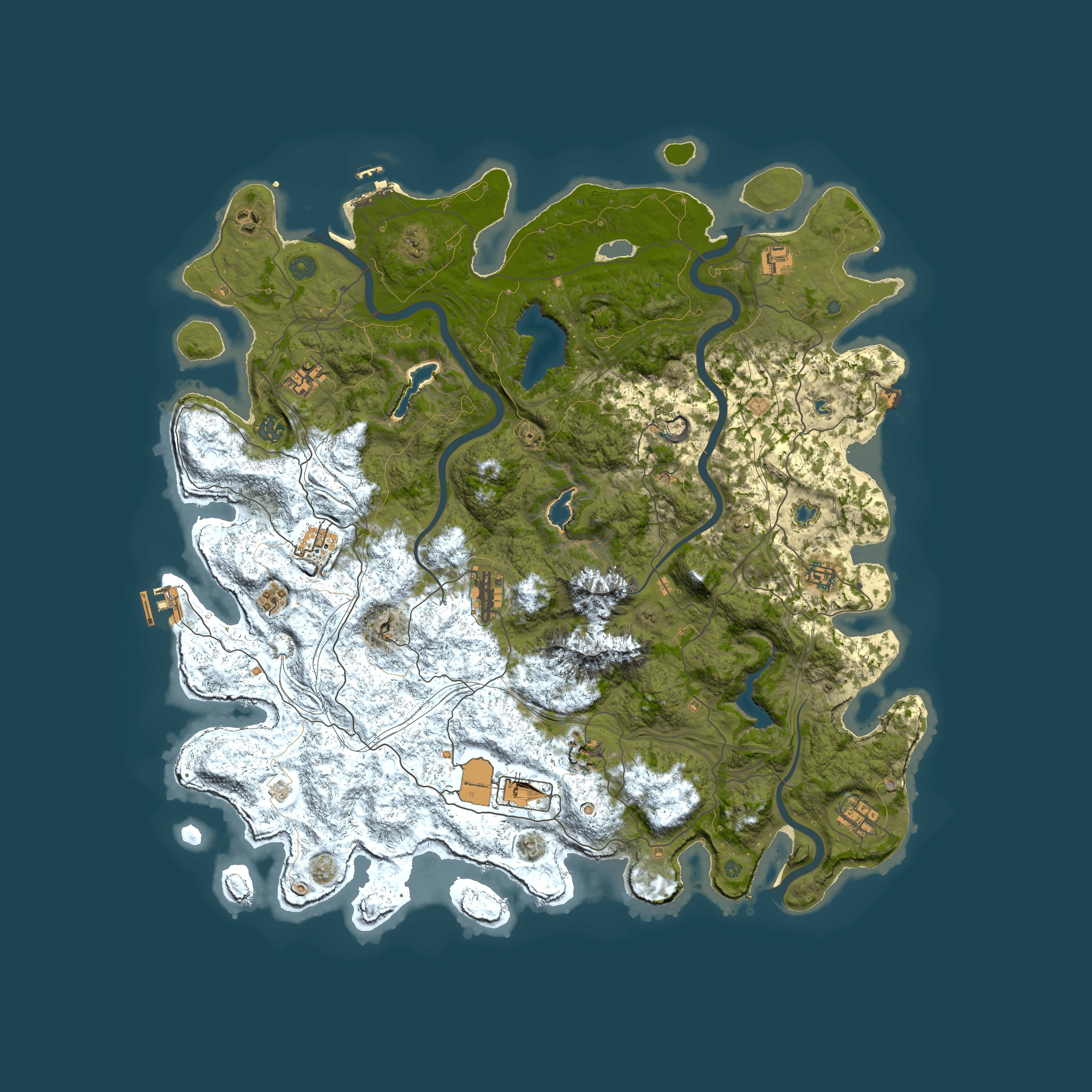 Full top-down render of Rust map seed 2133168273, 5000x5000m