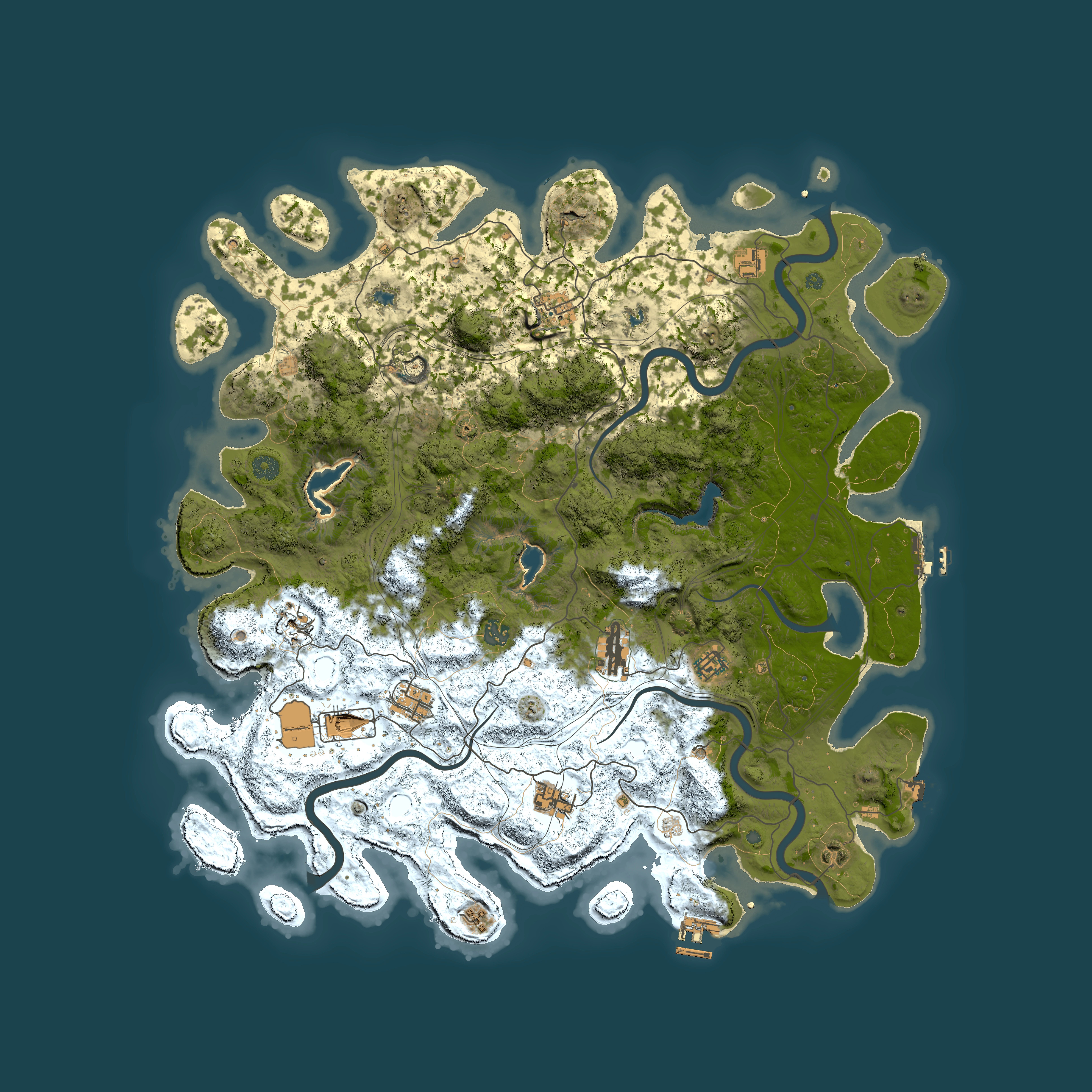 Full top-down render of Rust map seed 1991326855, 4850x4850m