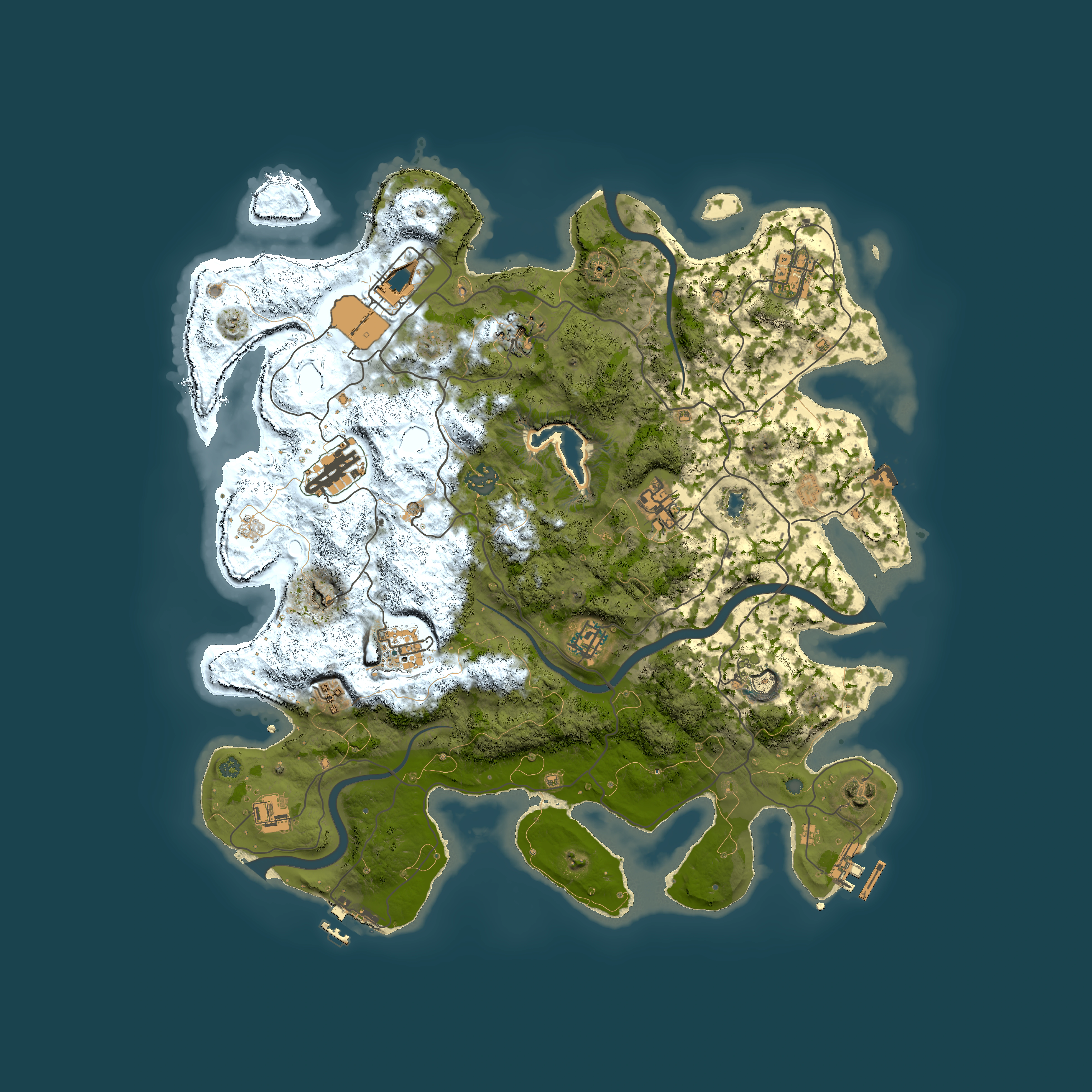 Full top-down render of Rust map seed 743521454, 4050x4050m