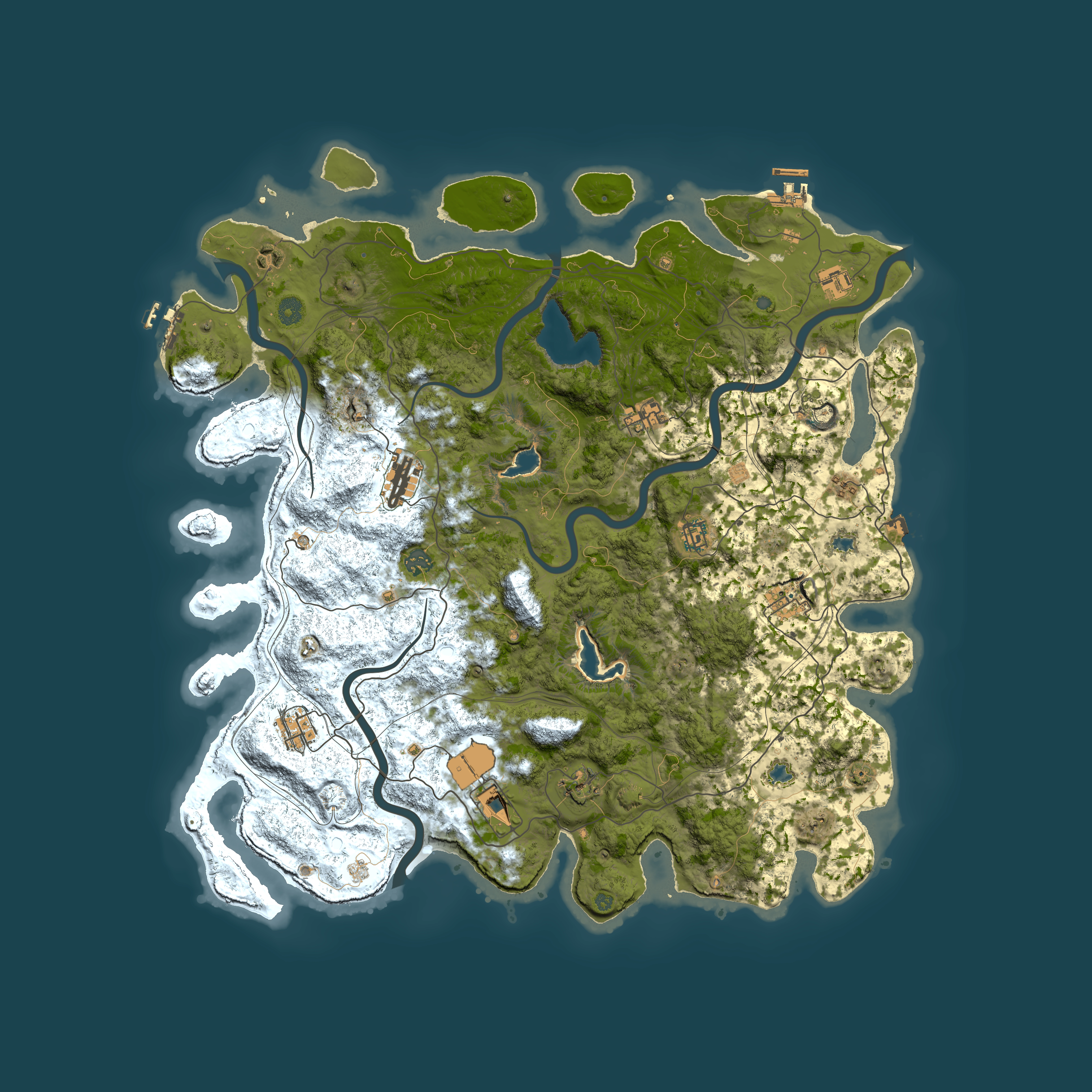 Full top-down render of Rust map seed 241015185, 4850x4850m