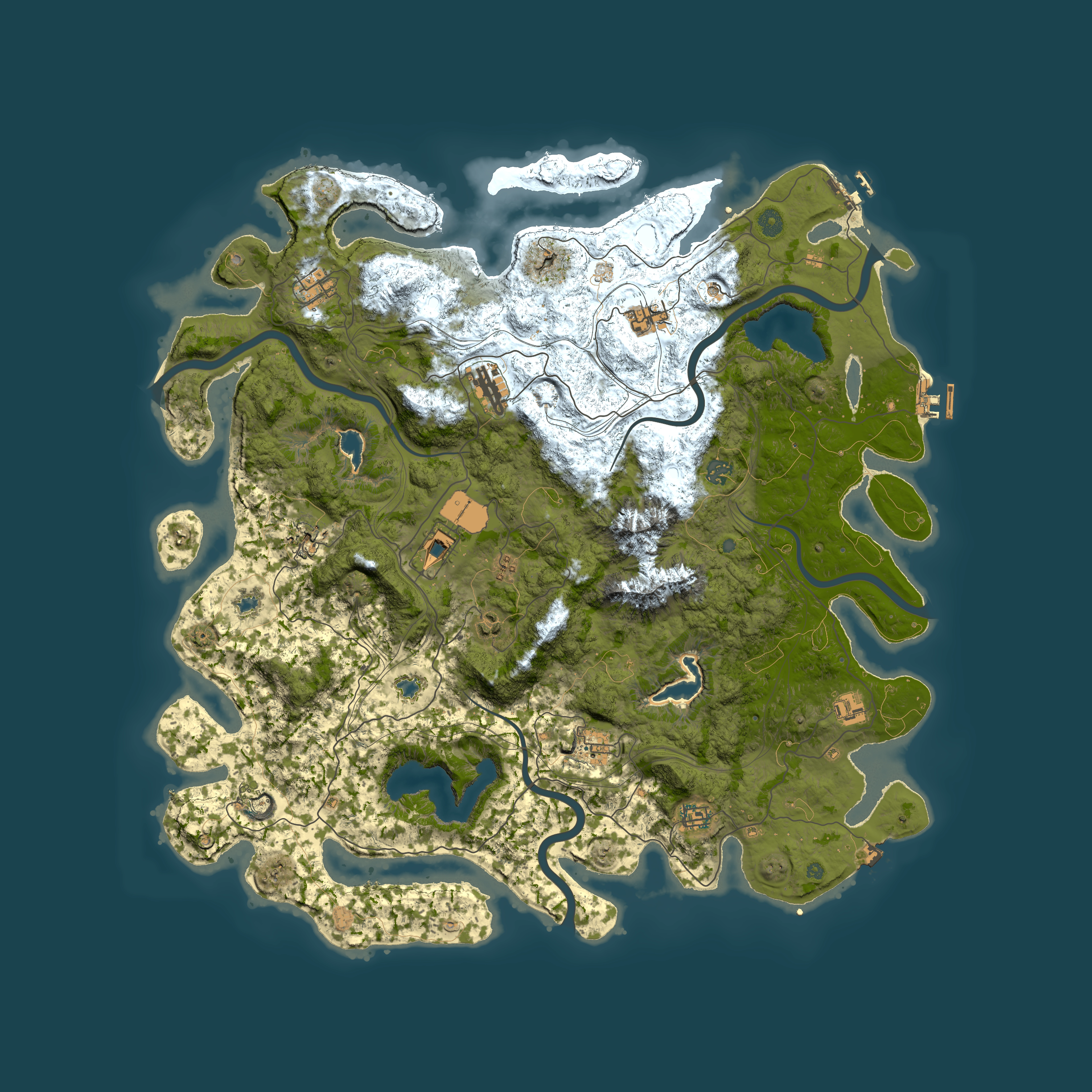 Full top-down render of Rust map seed 1229110513, 5000x5000m