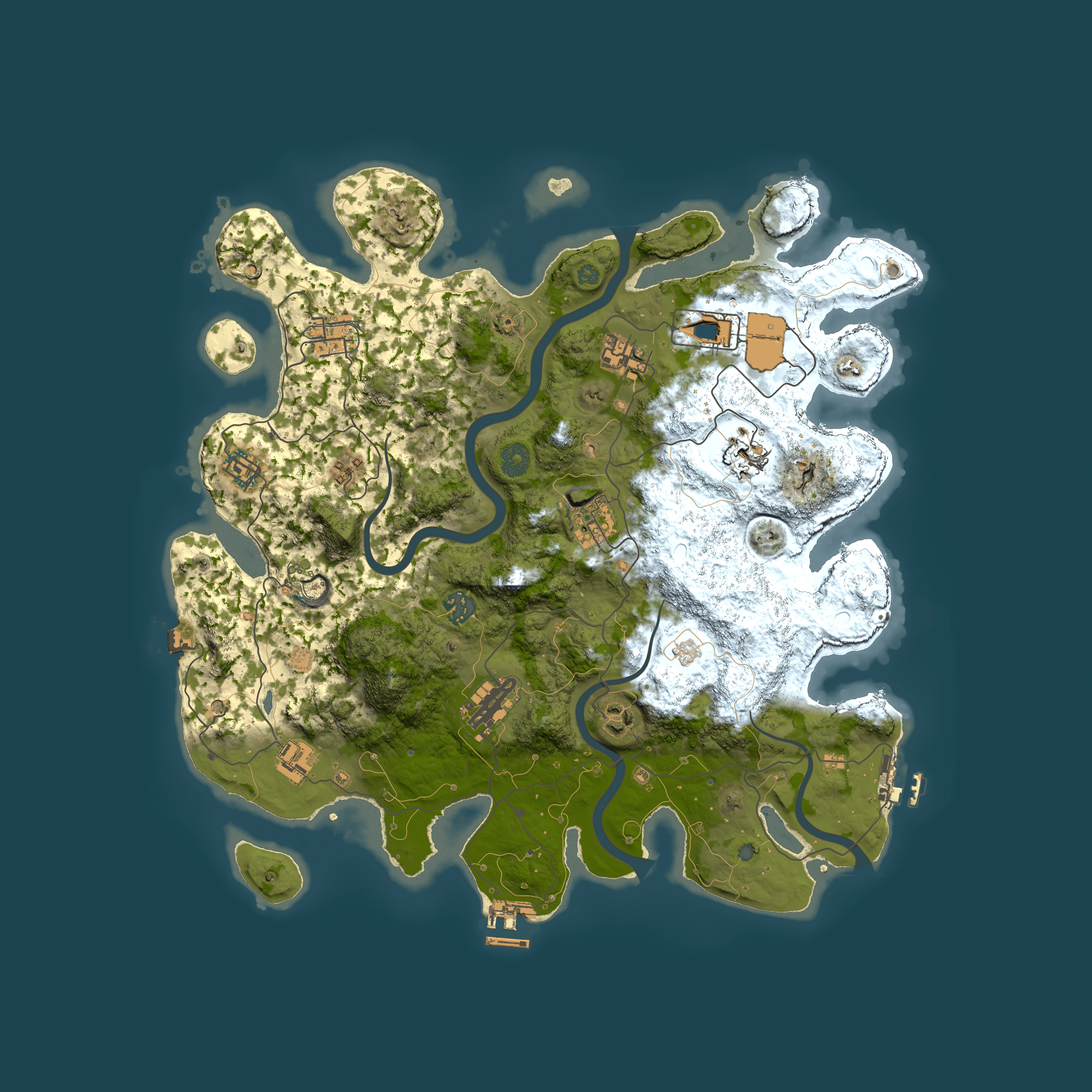 Full top-down render of Rust map seed 1017702873, 3950x3950m