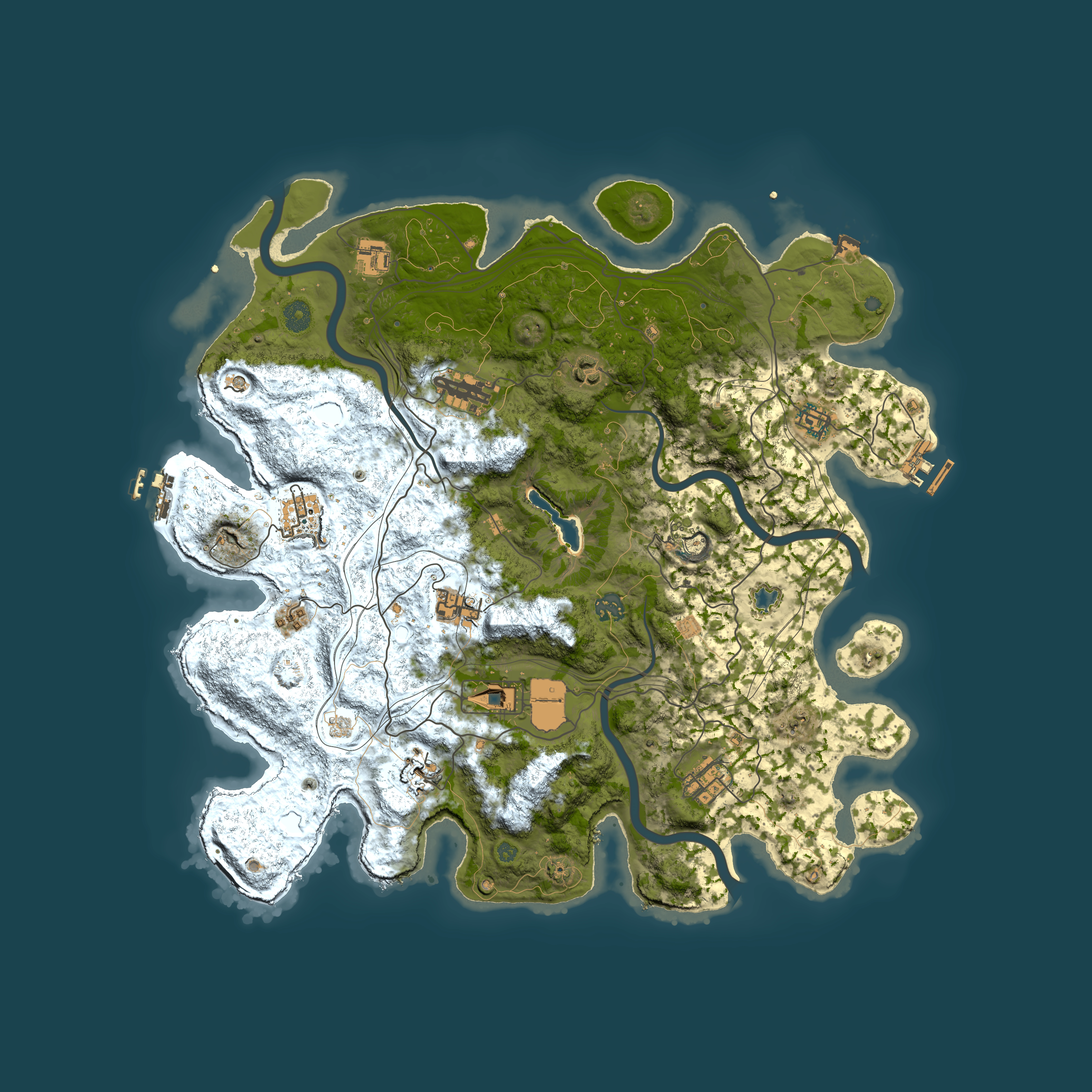 Full top-down render of Rust map seed 40528692, 4300x4300m