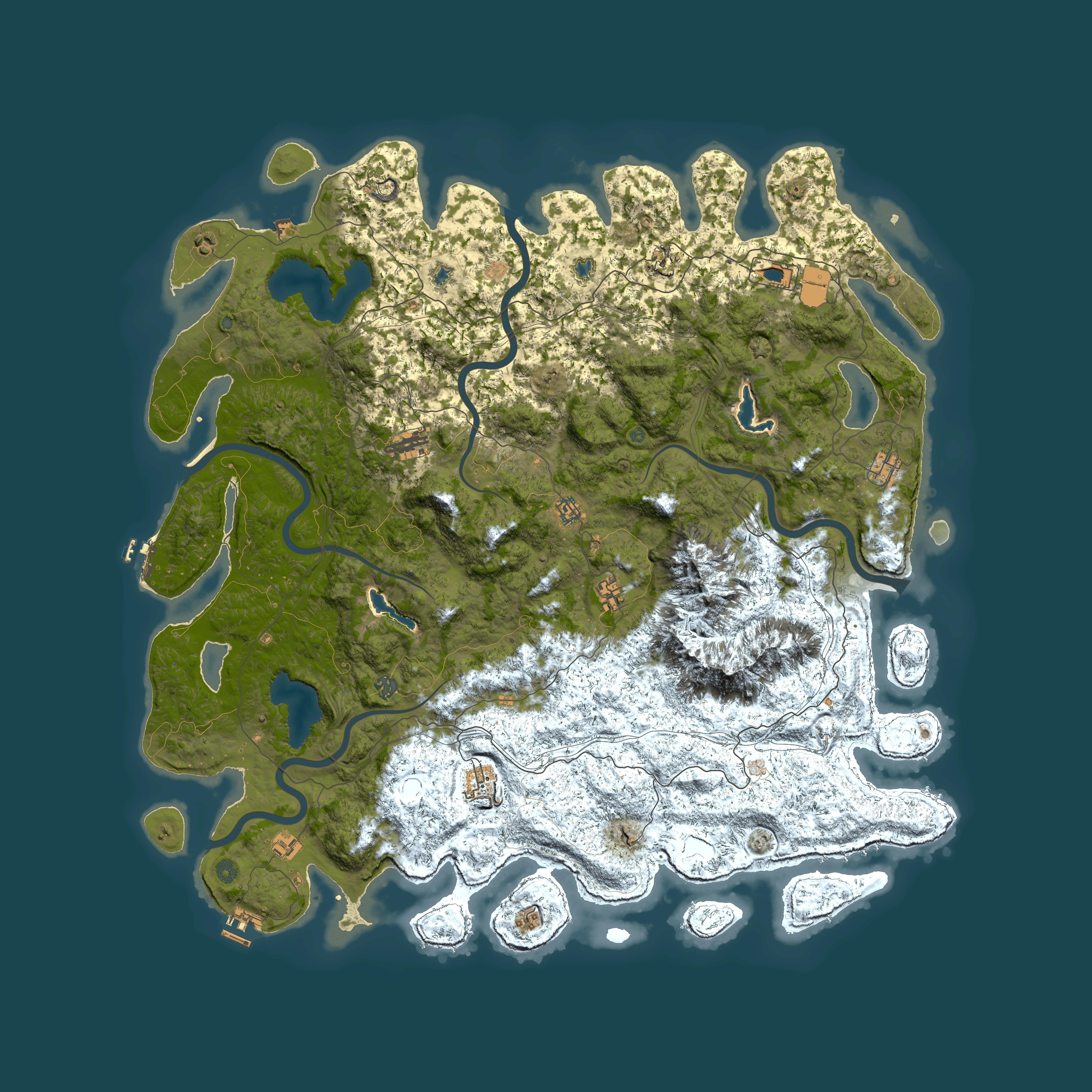 Full top-down render of Rust map seed 1399426012, 5800x5800m