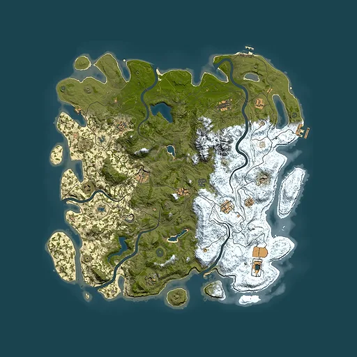 Rust map seed 1211365914, 5050x5050m top-down preview