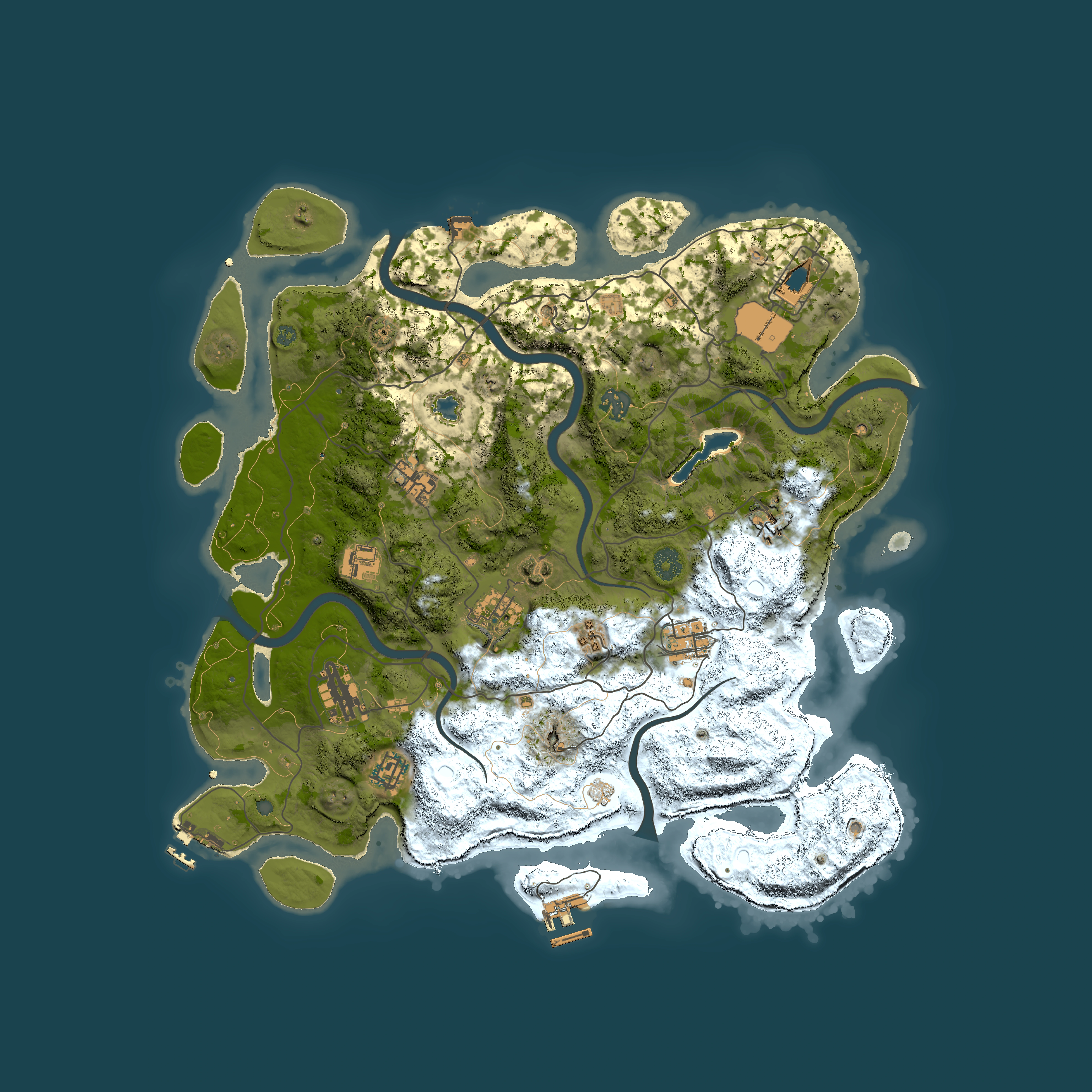 Full top-down render of Rust map seed 92079228, 4050x4050m