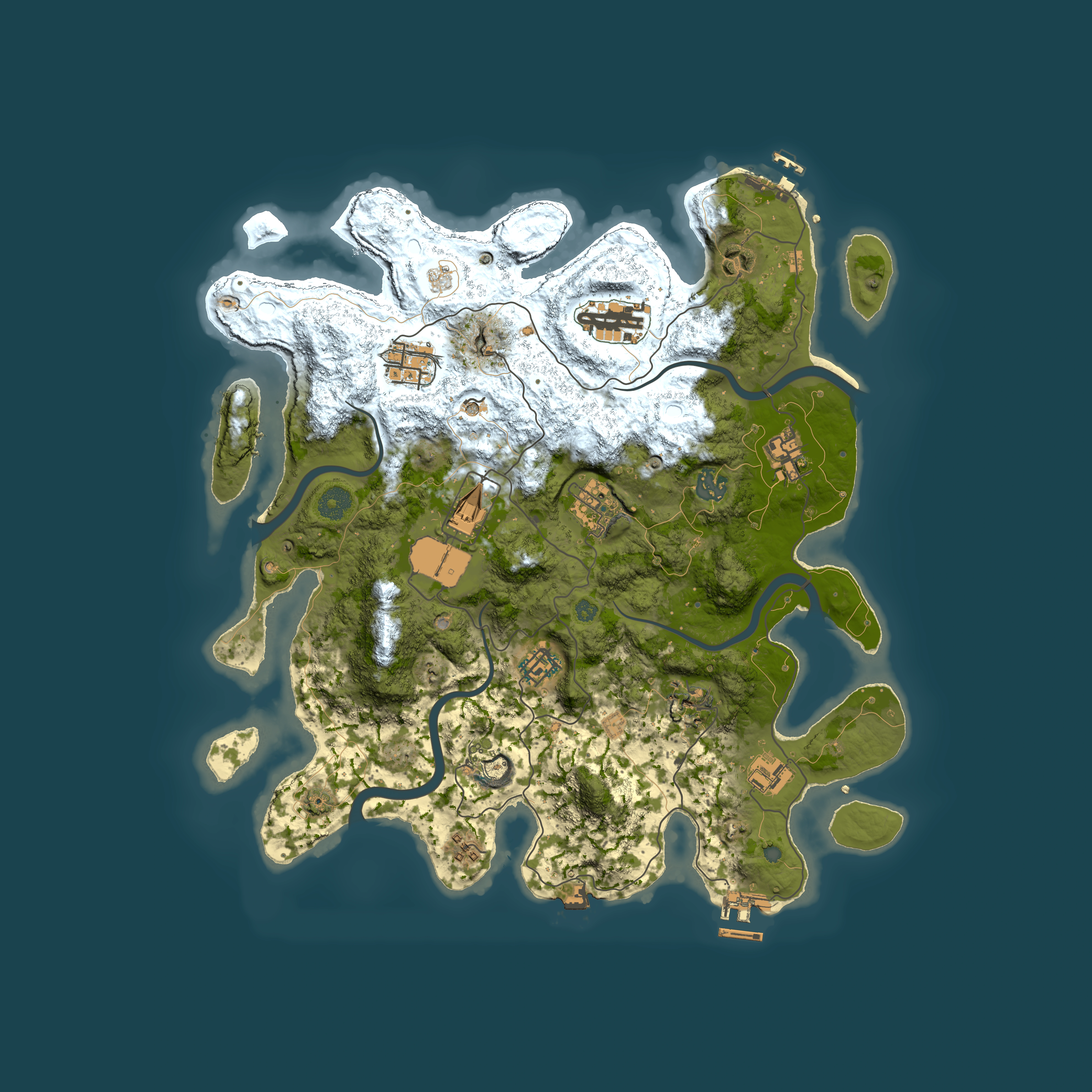 Full top-down render of Rust map seed 1849321401, 3850x3850m