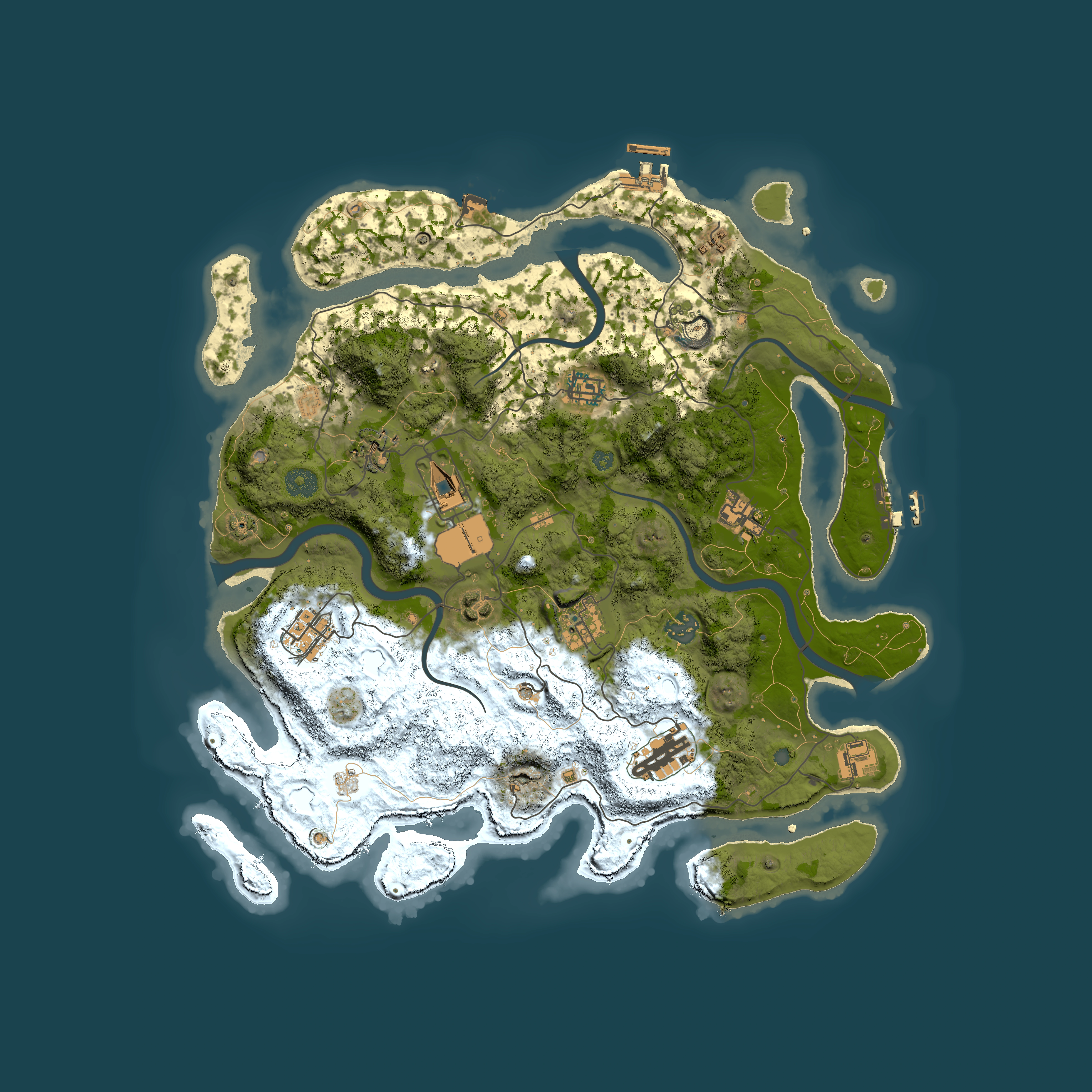 Full top-down render of Rust map seed 1205153526, 3950x3950m