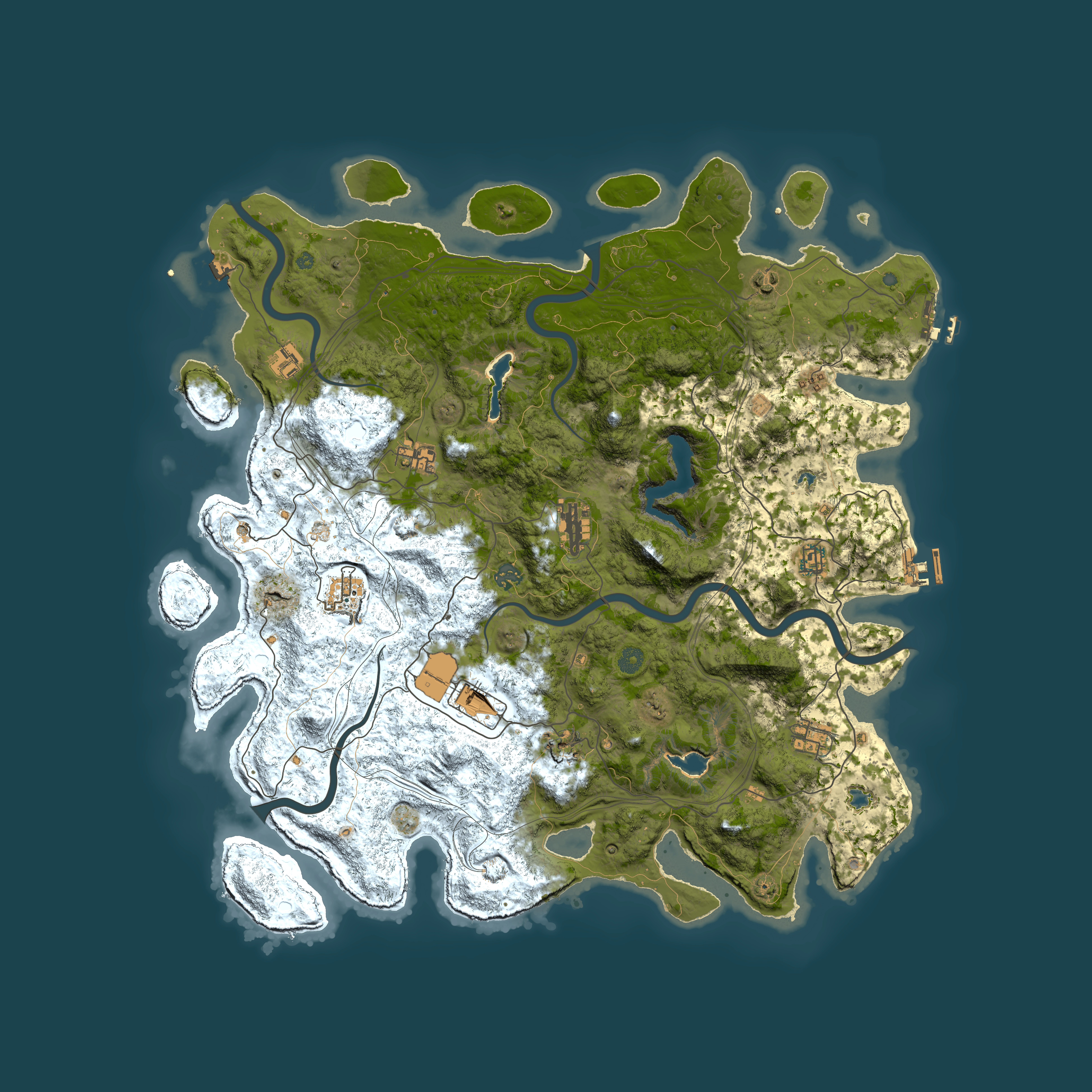 Full top-down render of Rust map seed 133192031, 4900x4900m