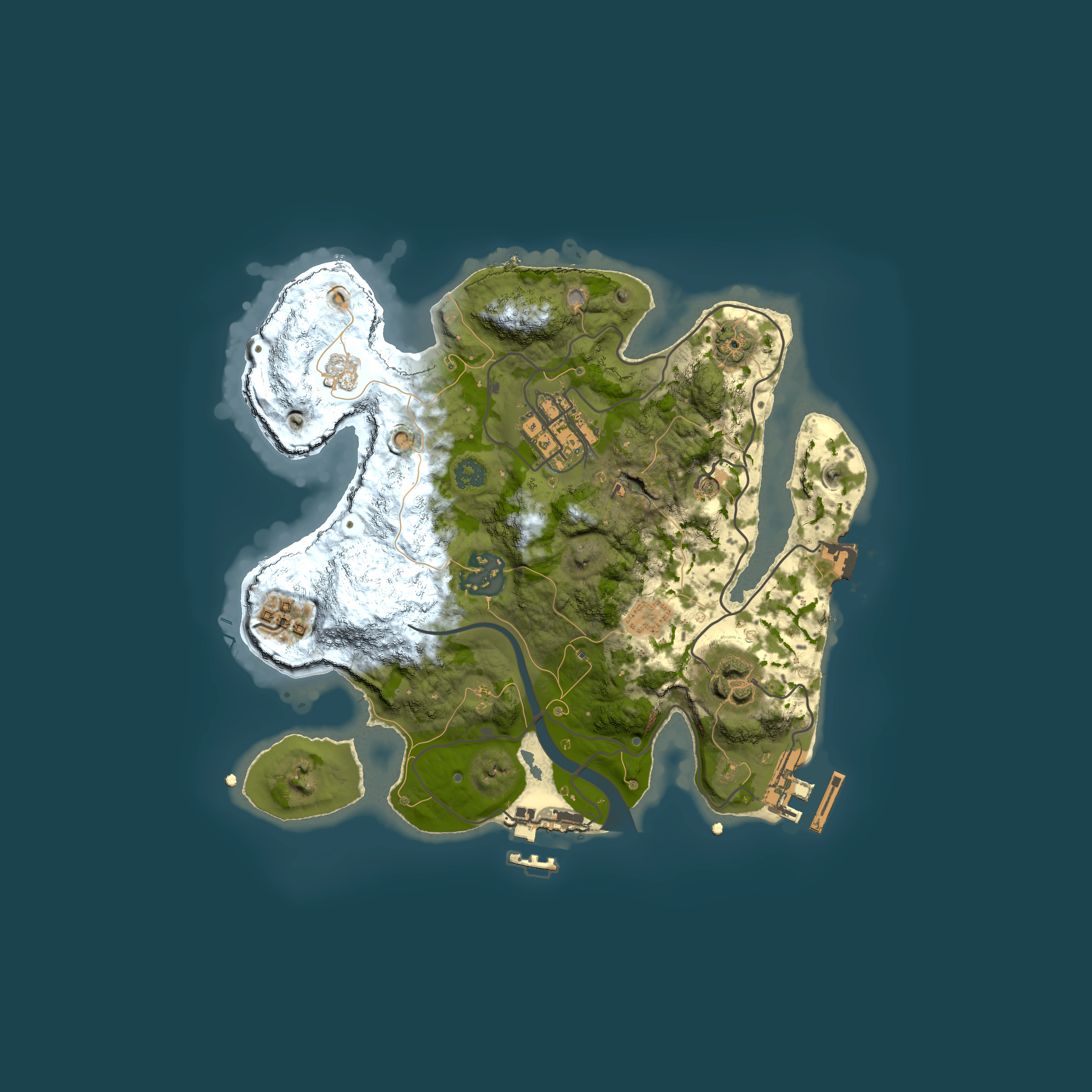 Full top-down render of Rust map seed 1275610700, 2500x2500m