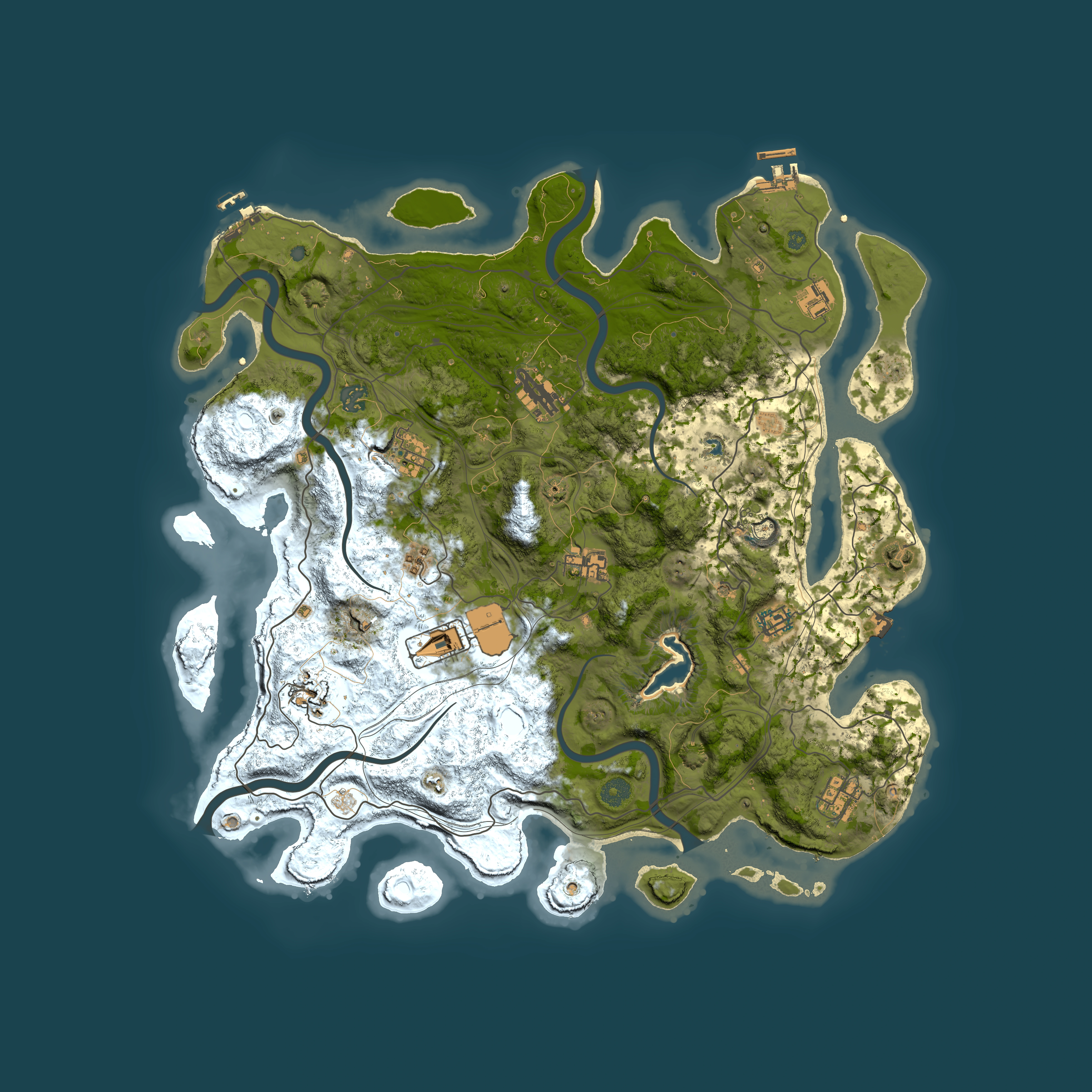 Full top-down render of Rust map seed 1267012002, 4400x4400m