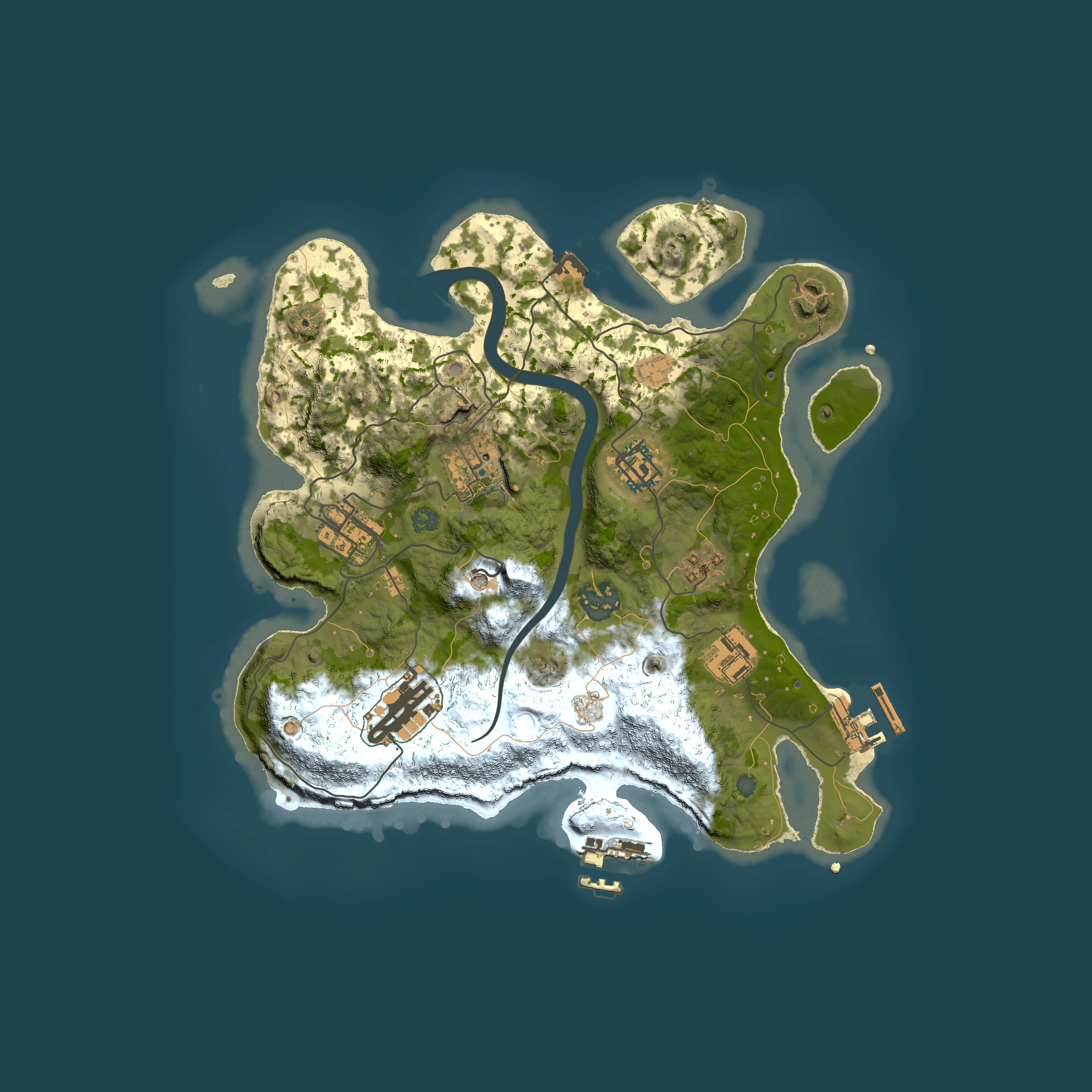 Full top-down render of Rust map seed 98317517, 3000x3000m