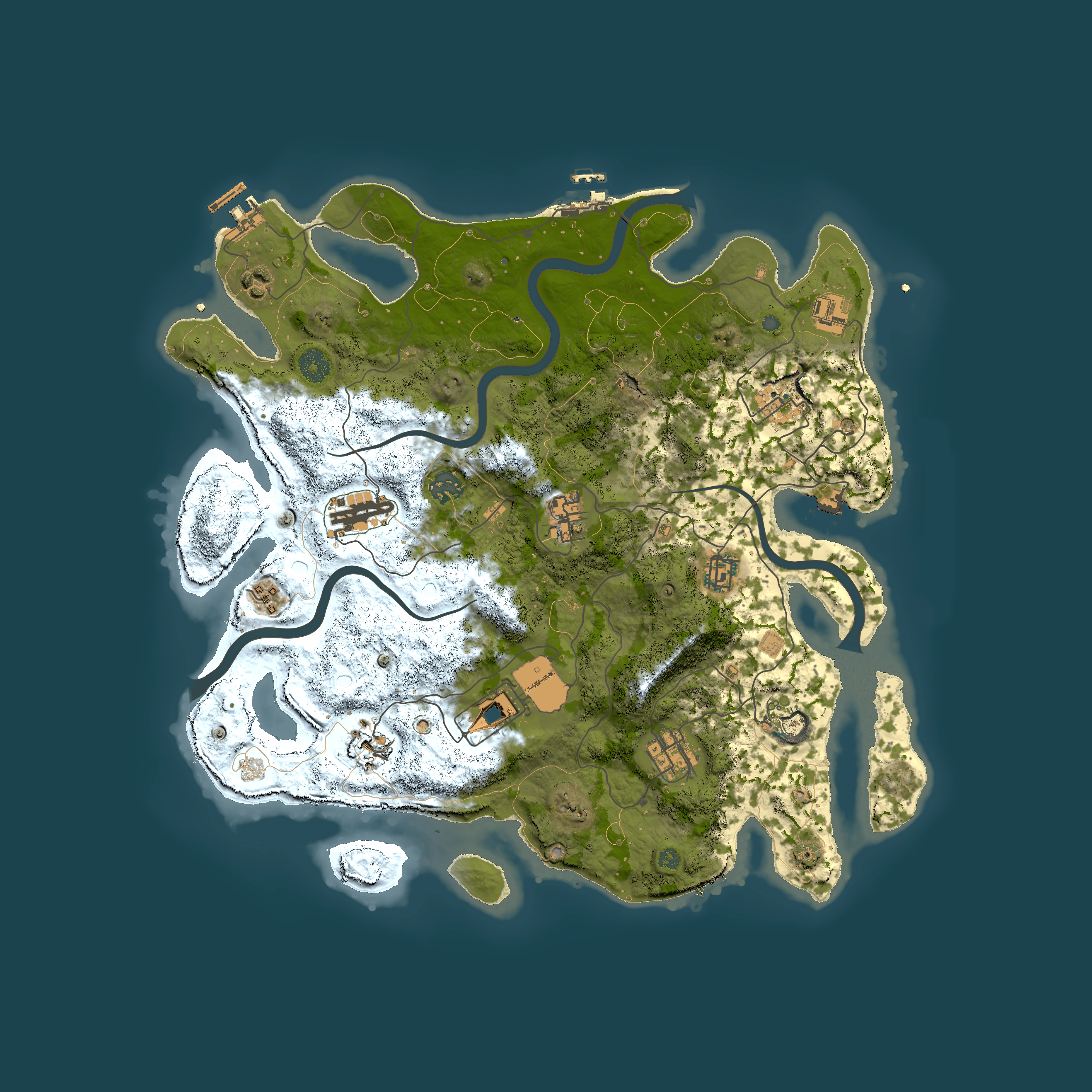 Full top-down render of Rust map seed 1268322370, 3950x3950m