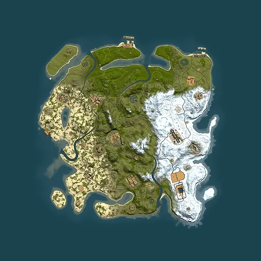 Rust map seed 1365106909, 3900x3900m top-down preview