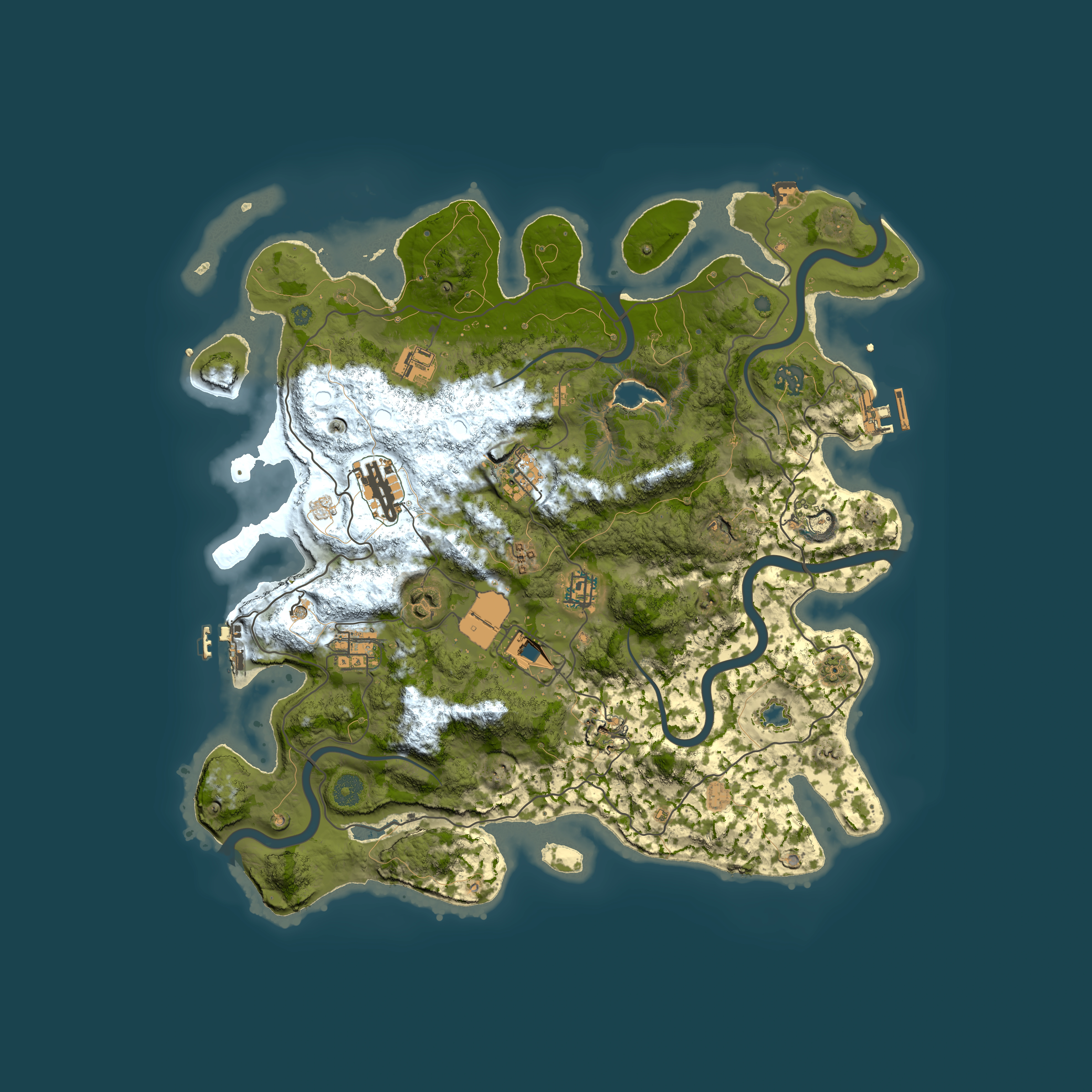 Full top-down render of Rust map seed 2009006669, 4050x4050m