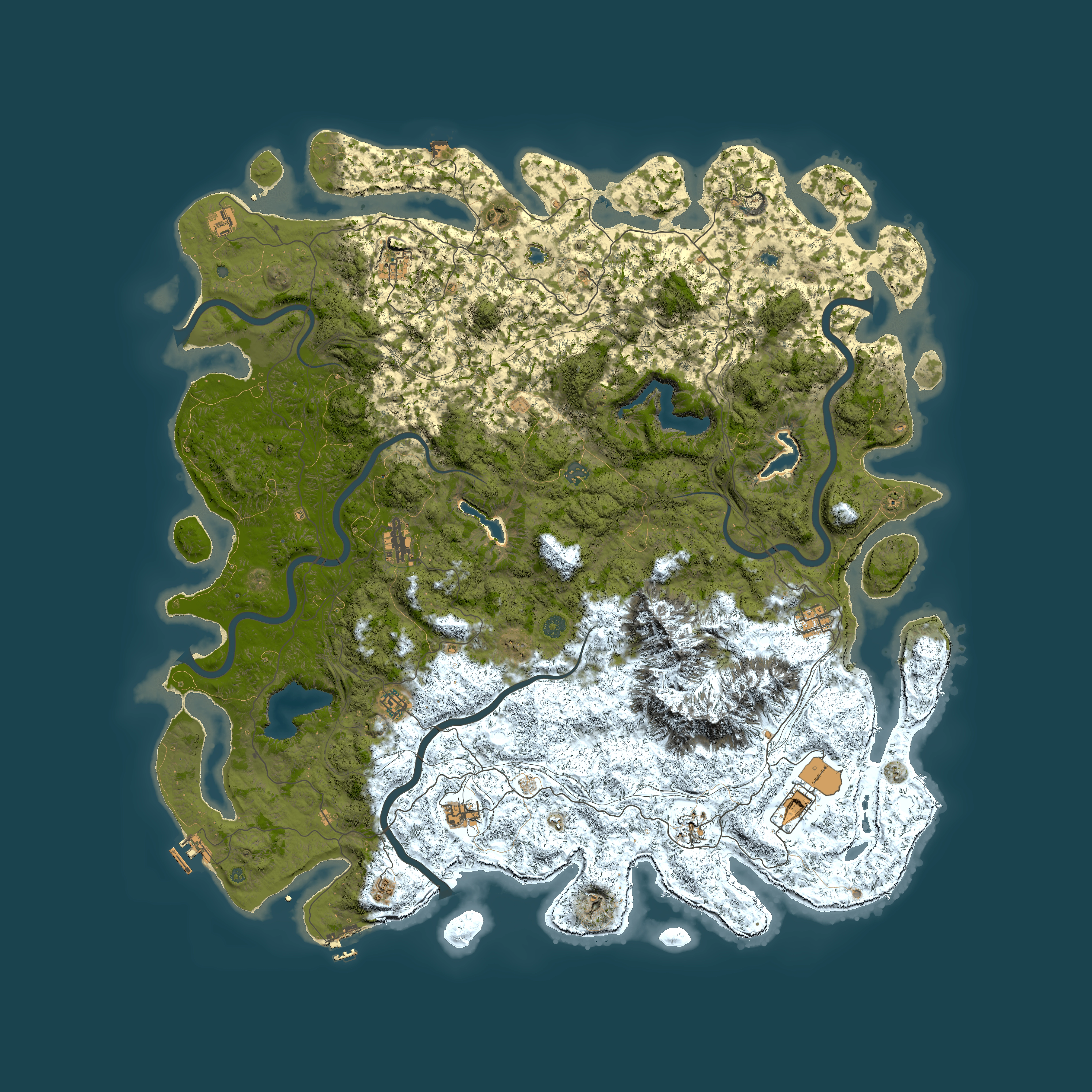 Full top-down render of Rust map seed 1222932054, 5800x5800m