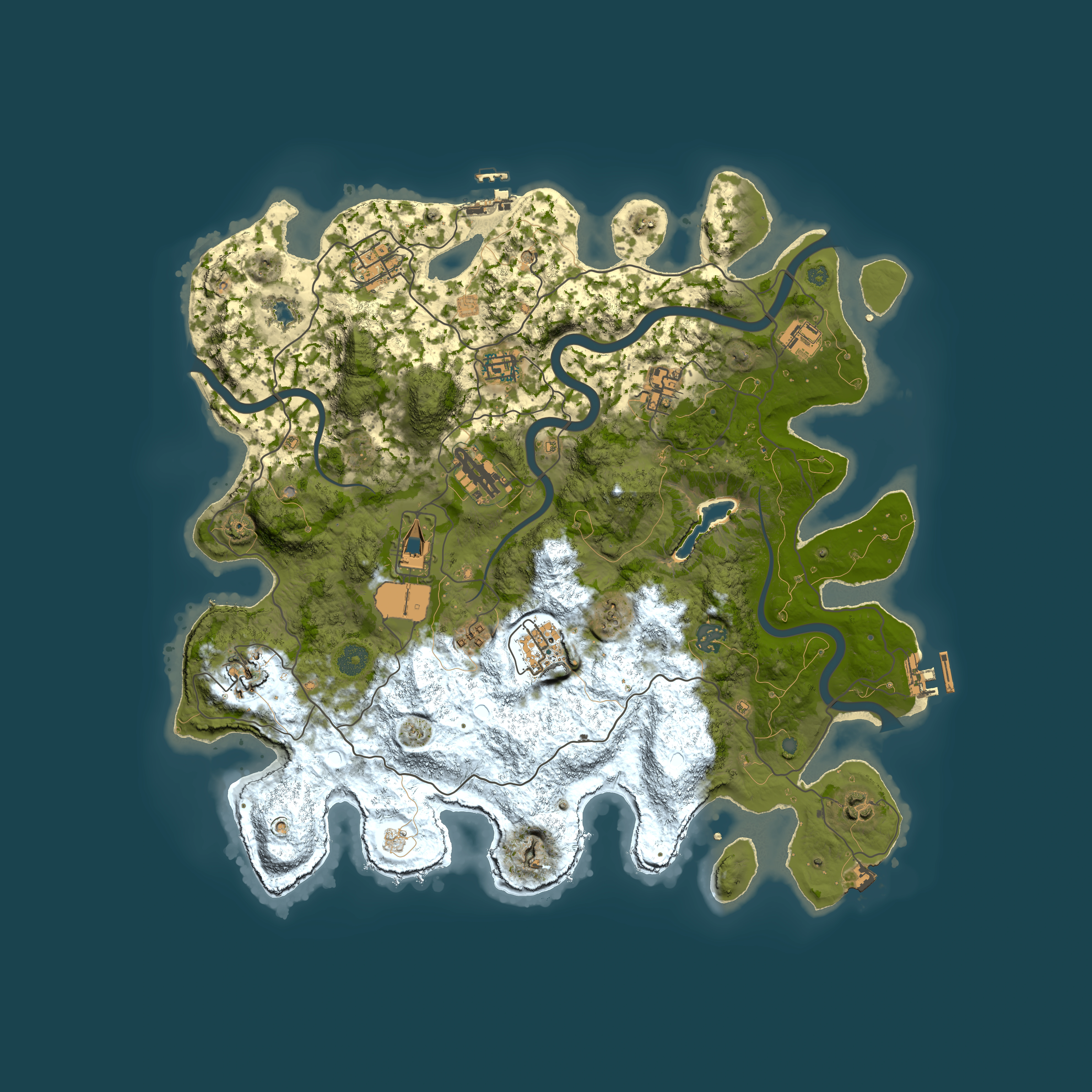 Full top-down render of Rust map seed 1197483843, 4100x4100m