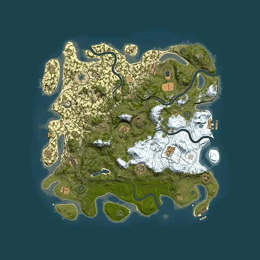 Rust map seed 1430609875, 4400x4400m top-down preview