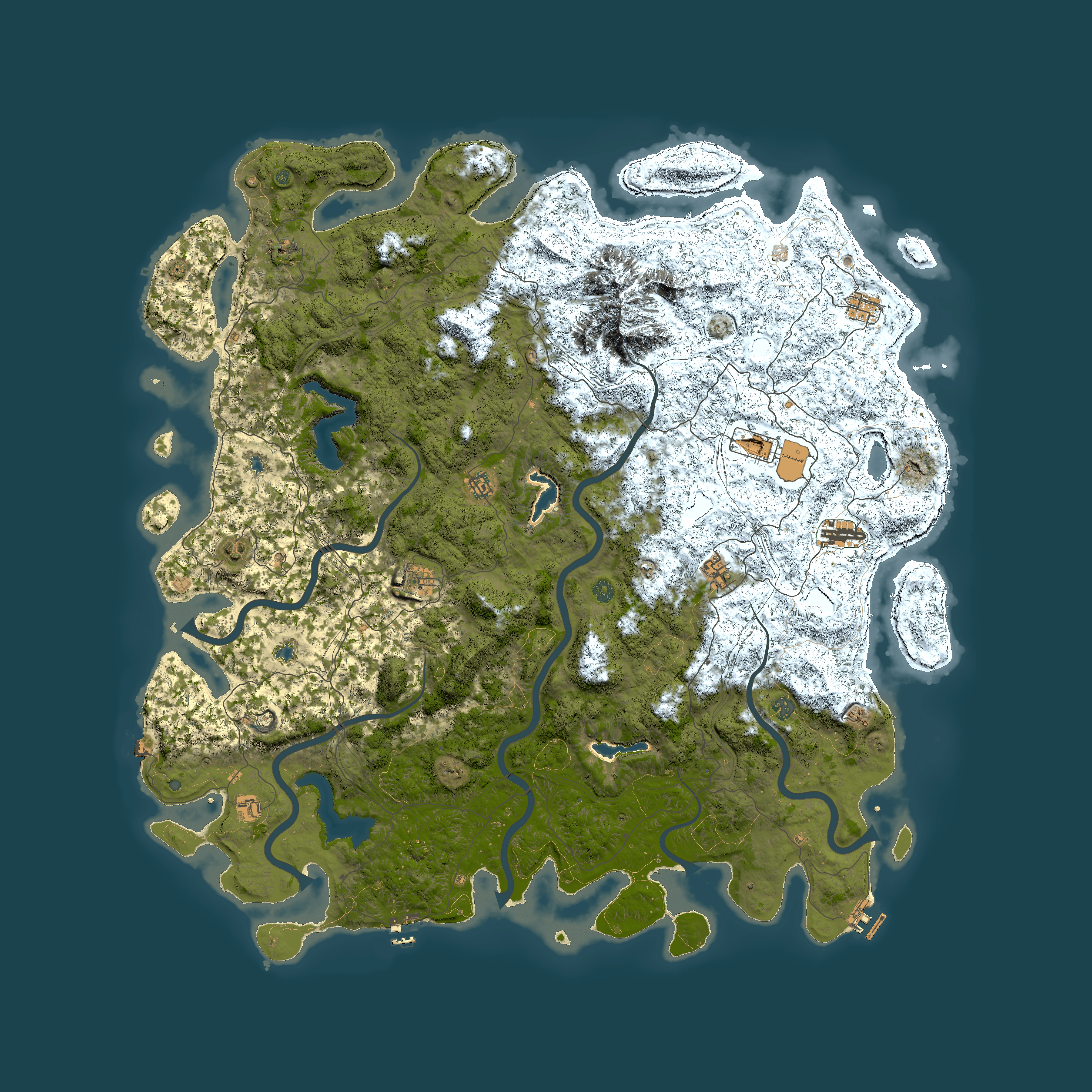 Full top-down render of Rust map seed 1313143400, 6000x6000m