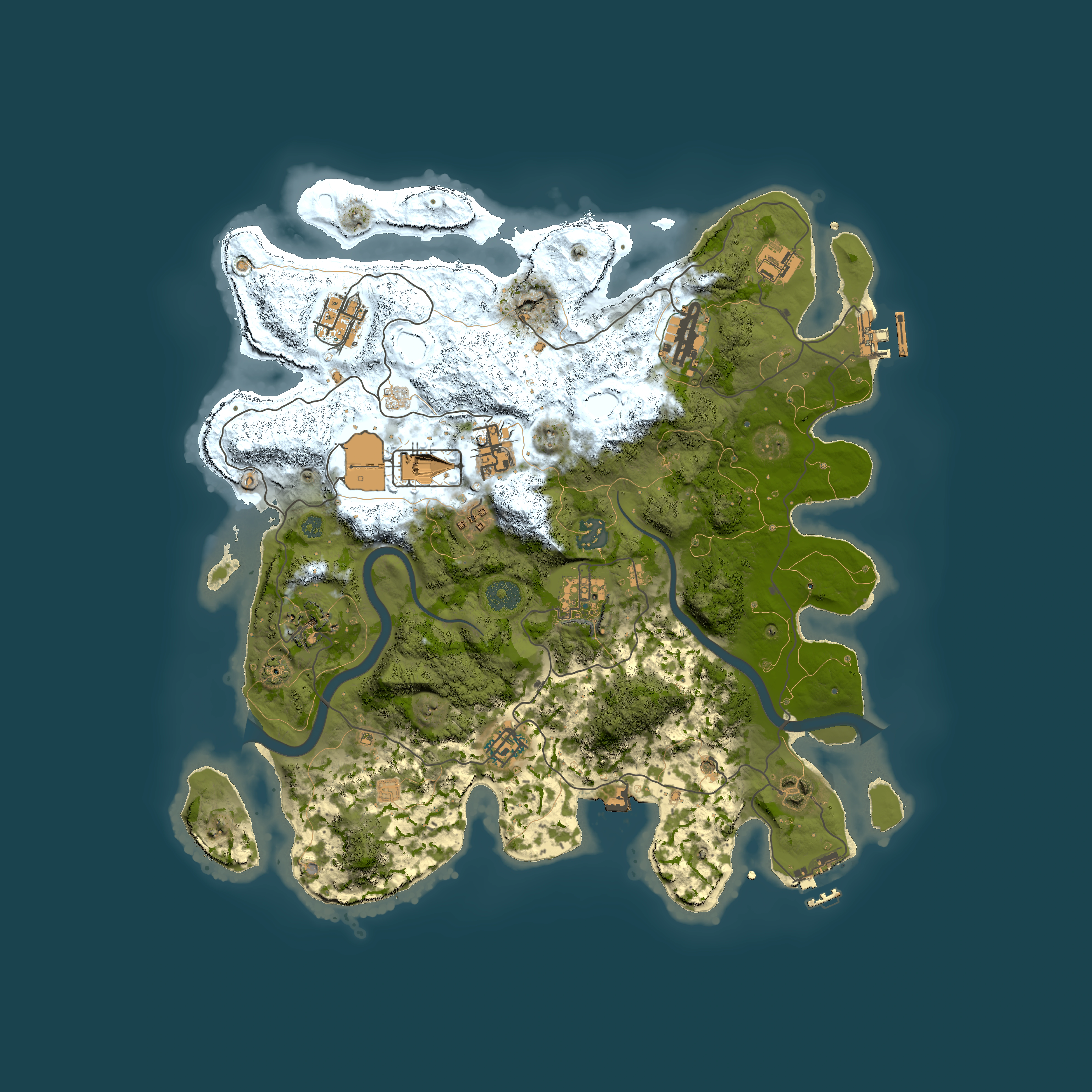 Full top-down render of Rust map seed 128147325, 3800x3800m