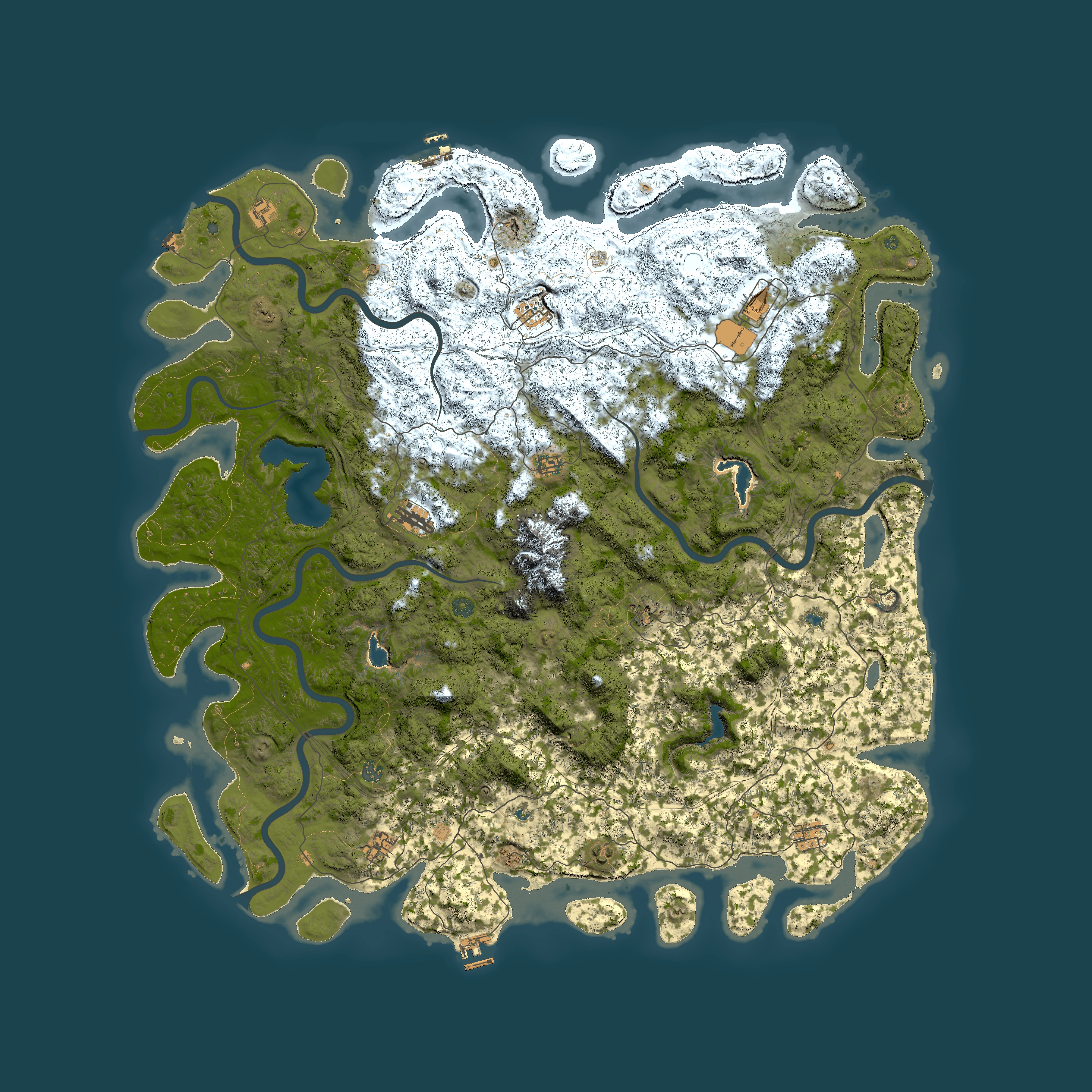 Full top-down render of Rust map seed 2070779629, 6000x6000m