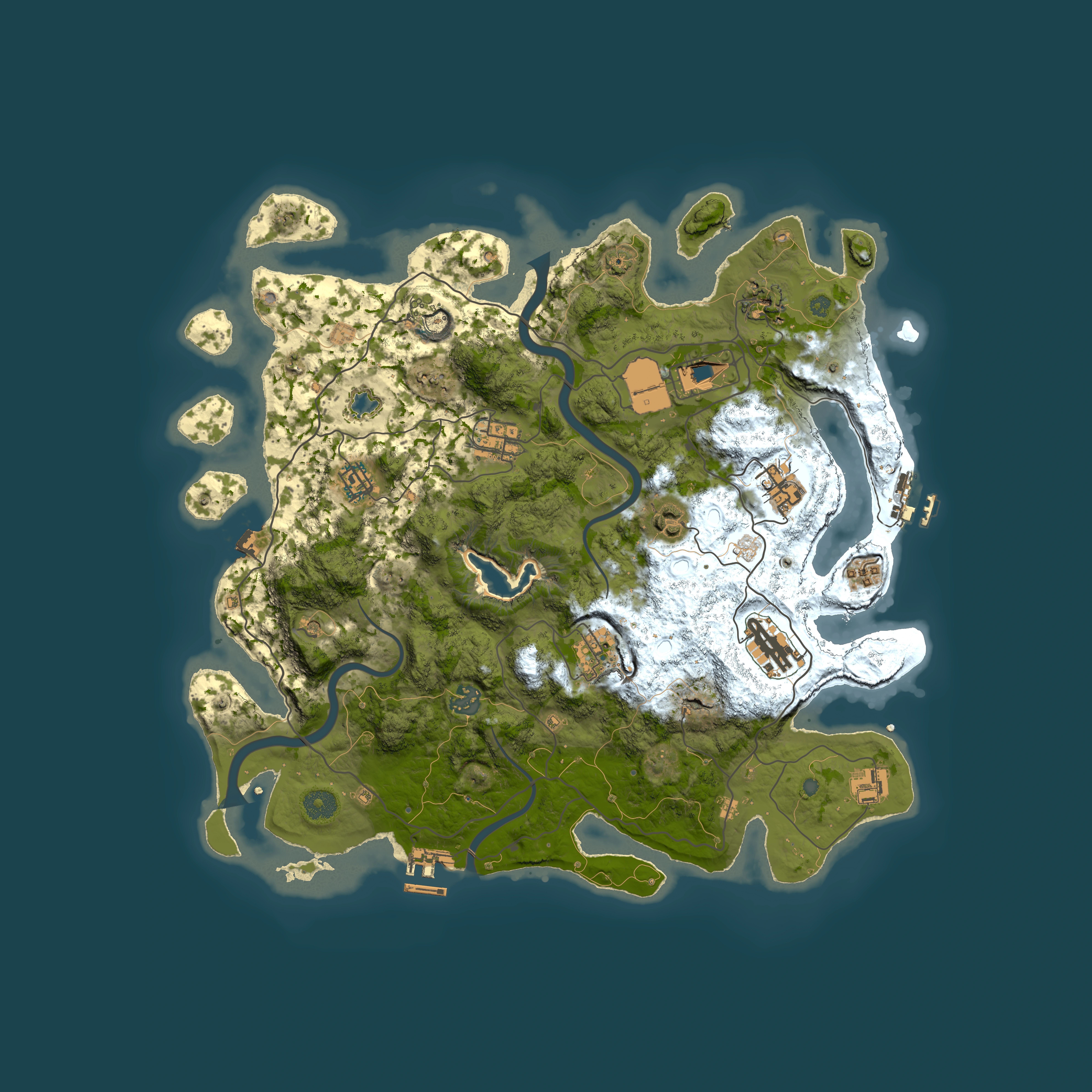 Full top-down render of Rust map seed 2086232844, 4000x4000m