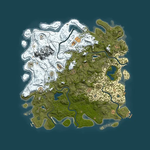 Rust map seed 1158079047, 5450x5450m top-down preview