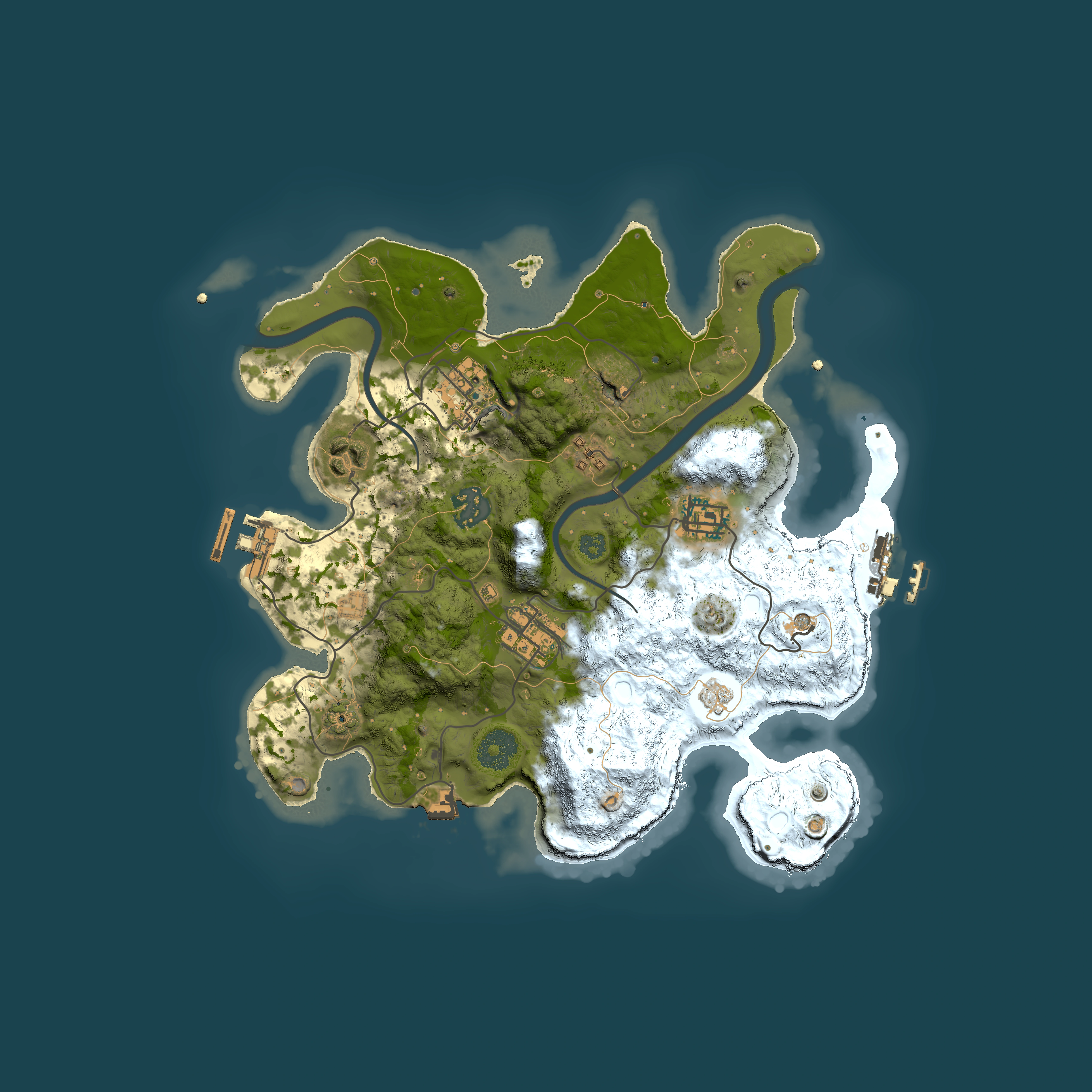 Full top-down render of Rust map seed 927304243, 3000x3000m