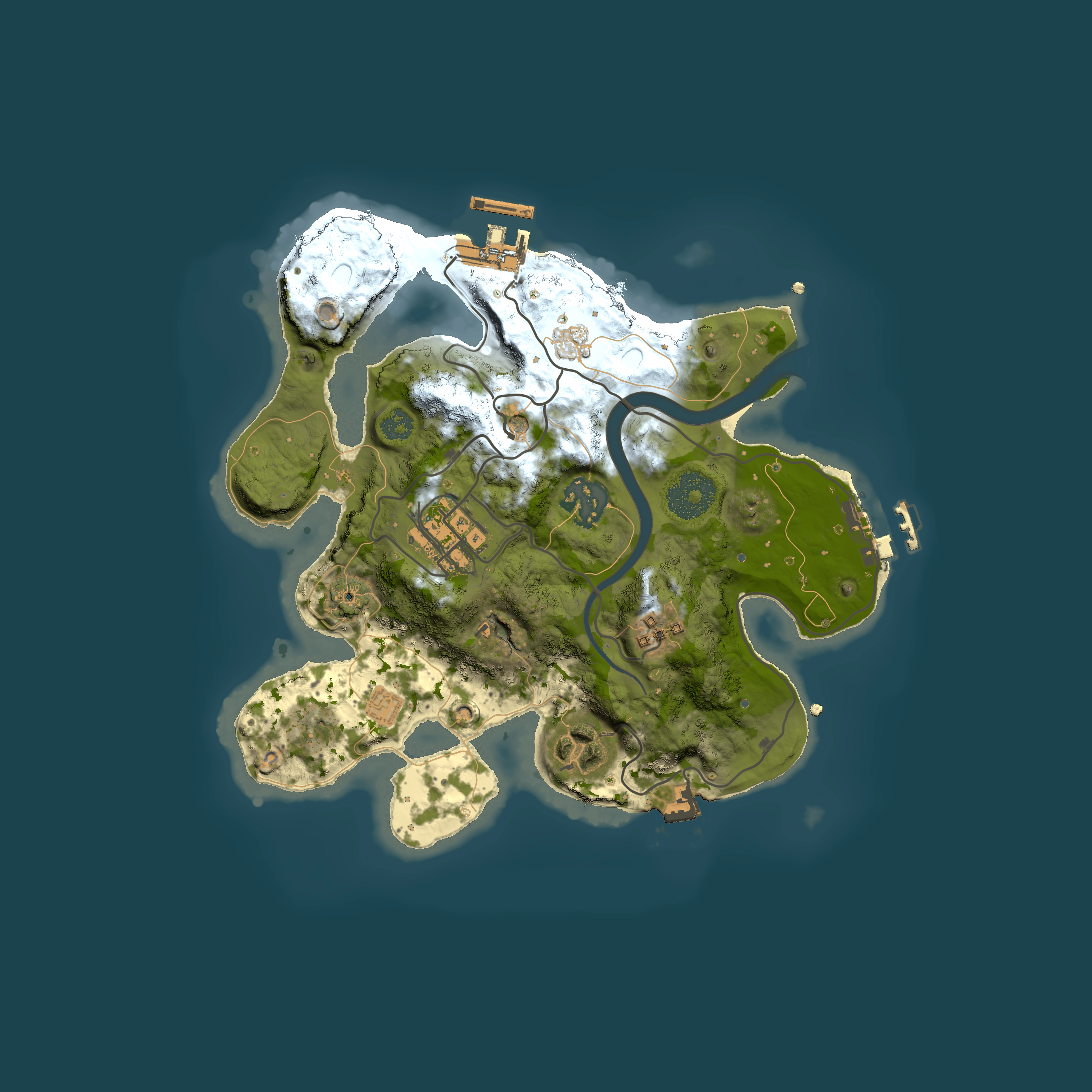 Full top-down render of Rust map seed 398032022, 2500x2500m