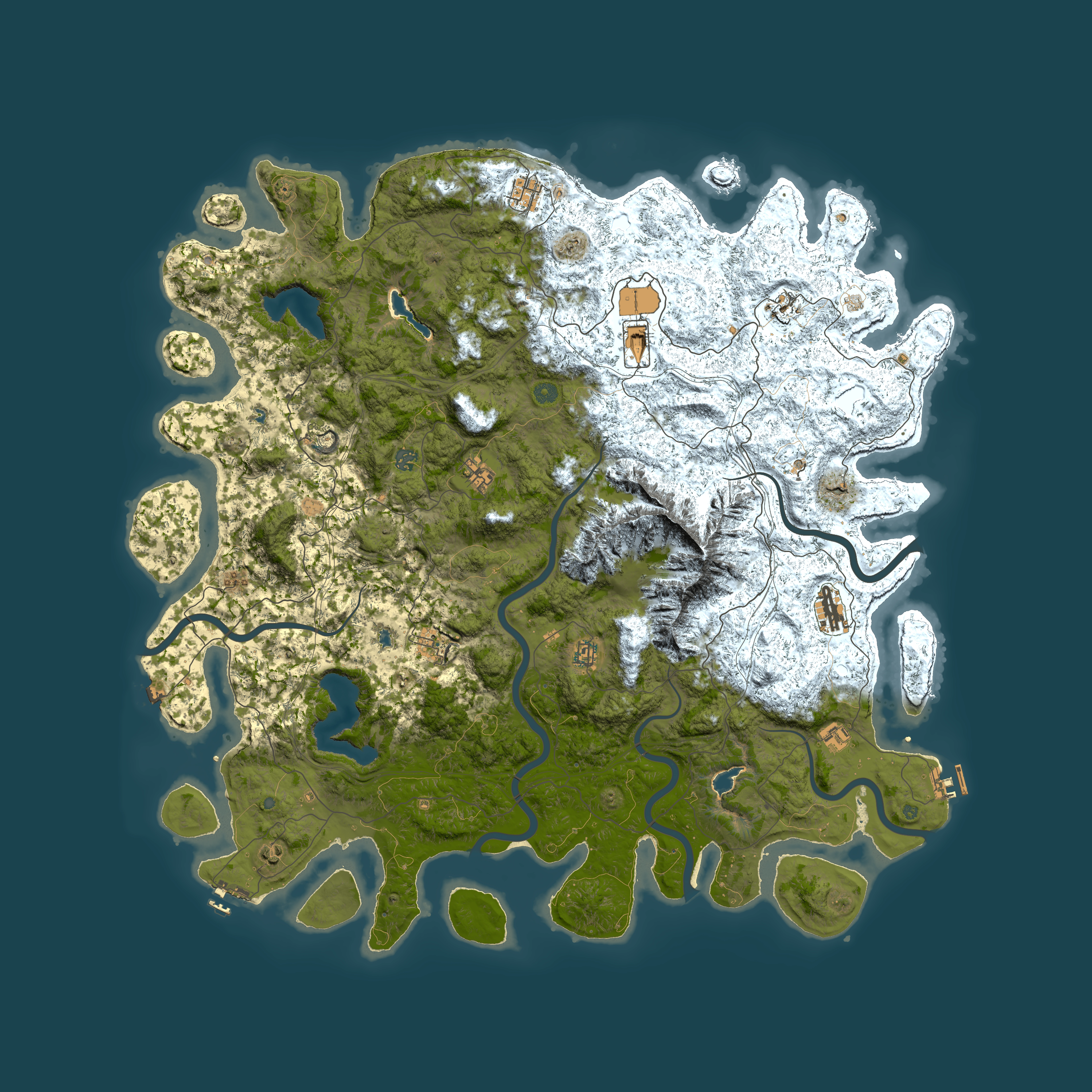 Full top-down render of Rust map seed 1208540676, 5750x5750m