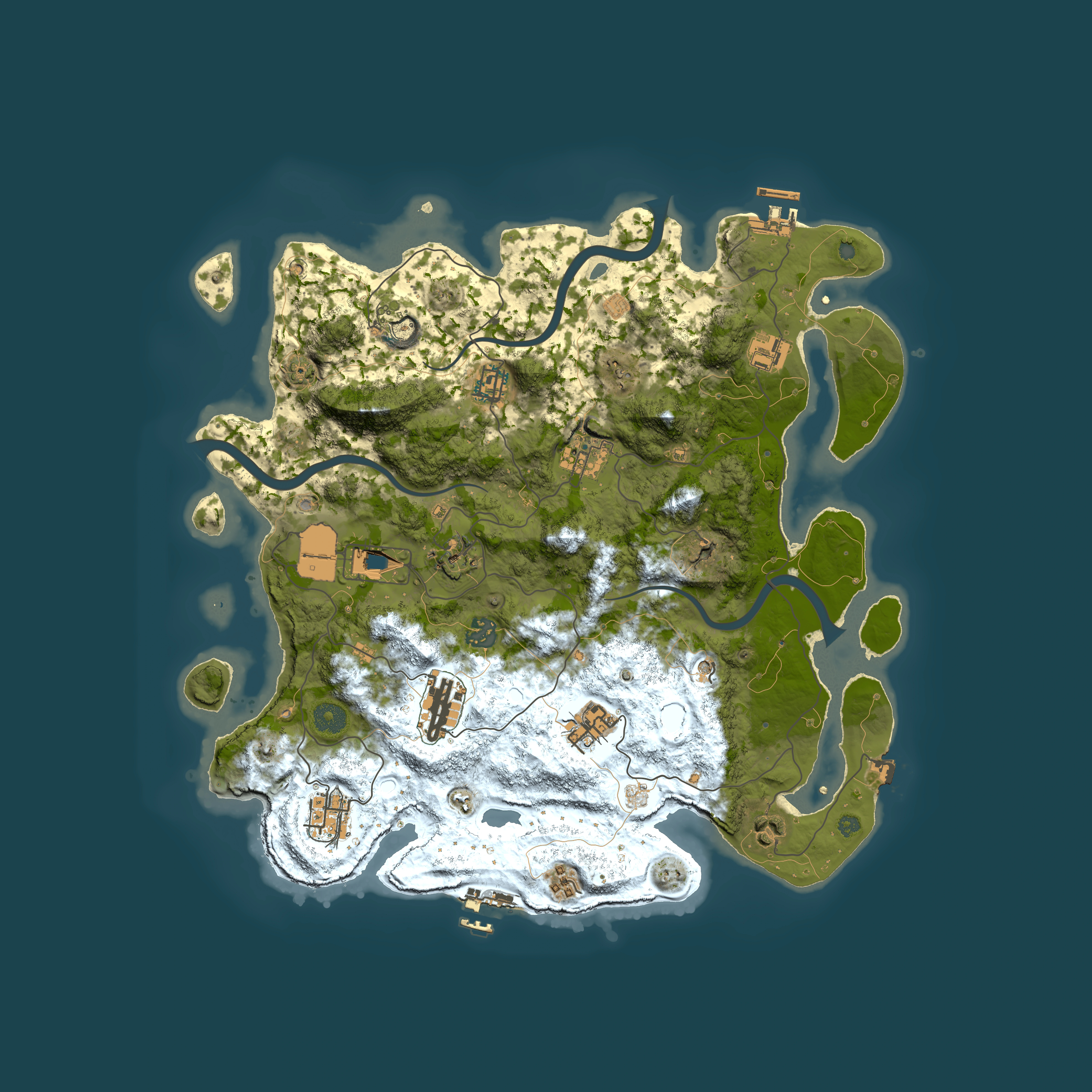 Full top-down render of Rust map seed 1426257572, 3950x3950m