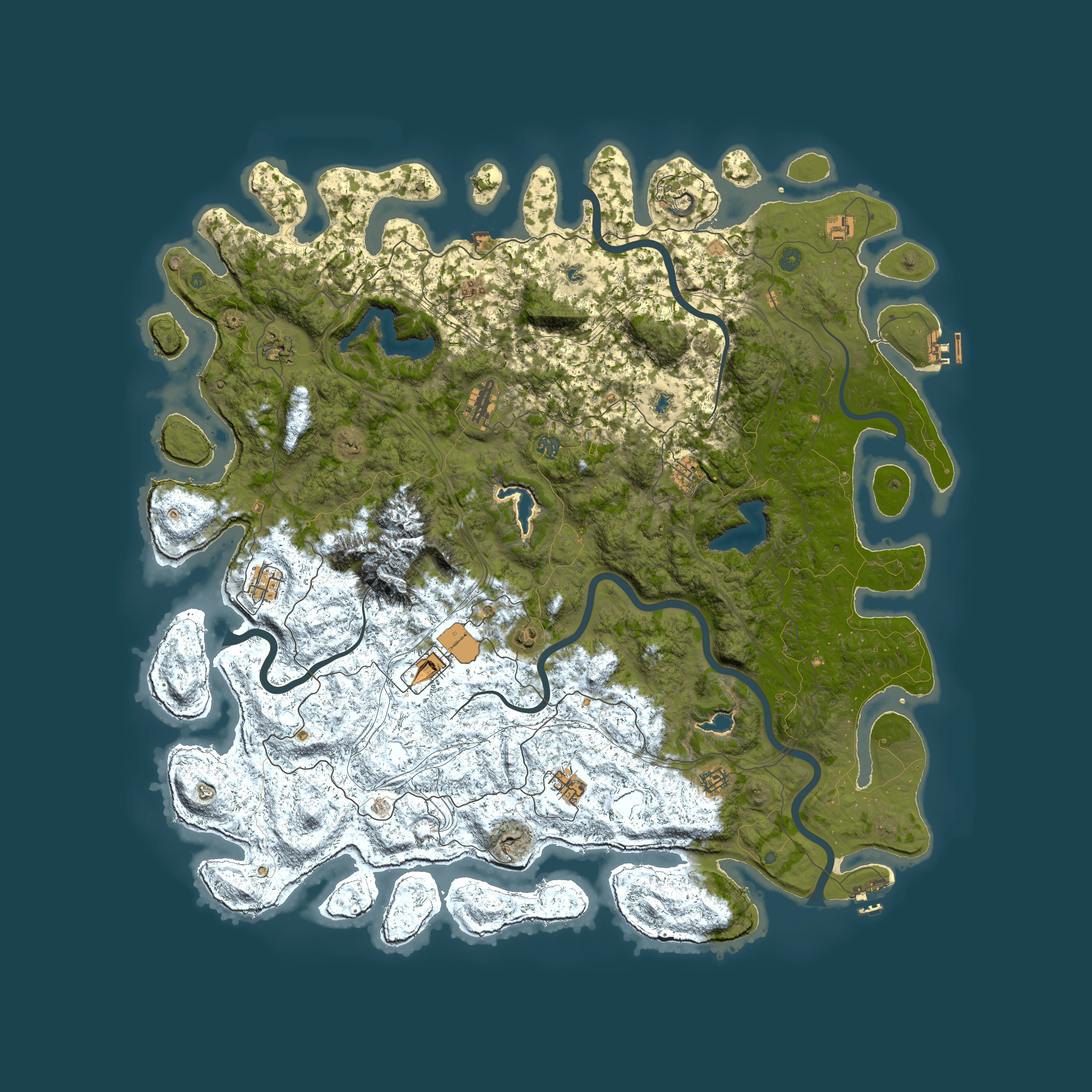 Full top-down render of Rust map seed 1207014814, 5700x5700m