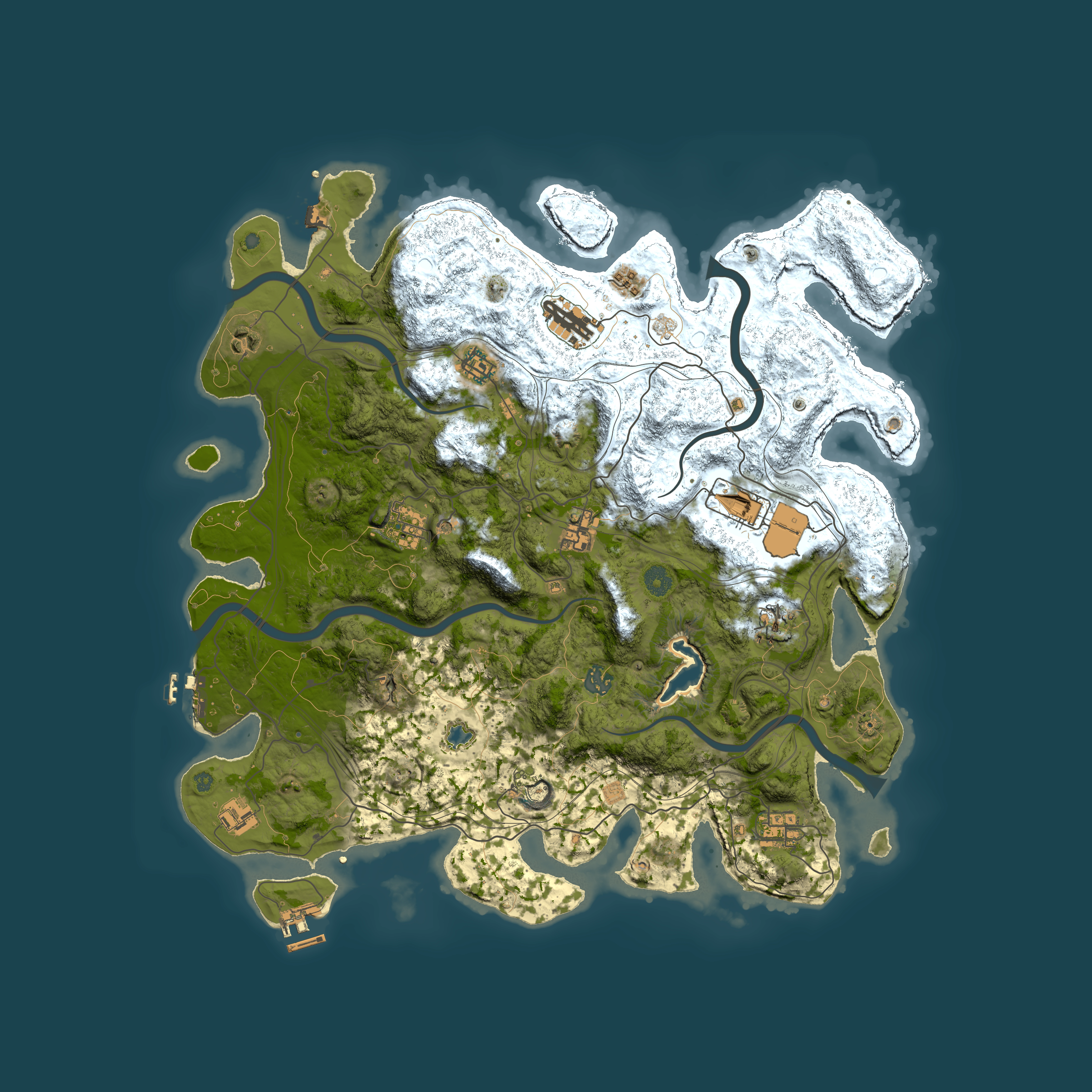 Full top-down render of Rust map seed 1300750154, 4400x4400m