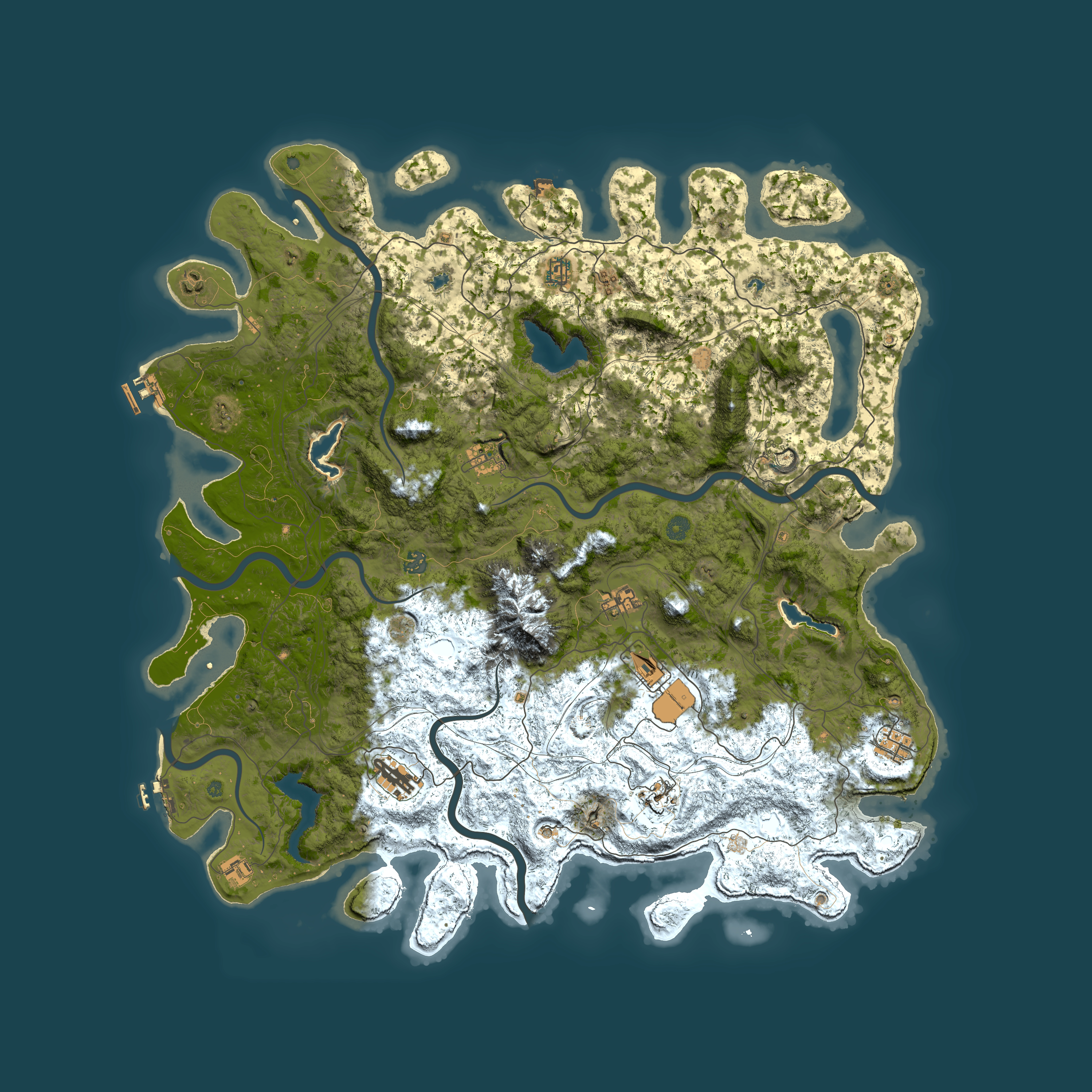 Full top-down render of Rust map seed 907660869, 5400x5400m