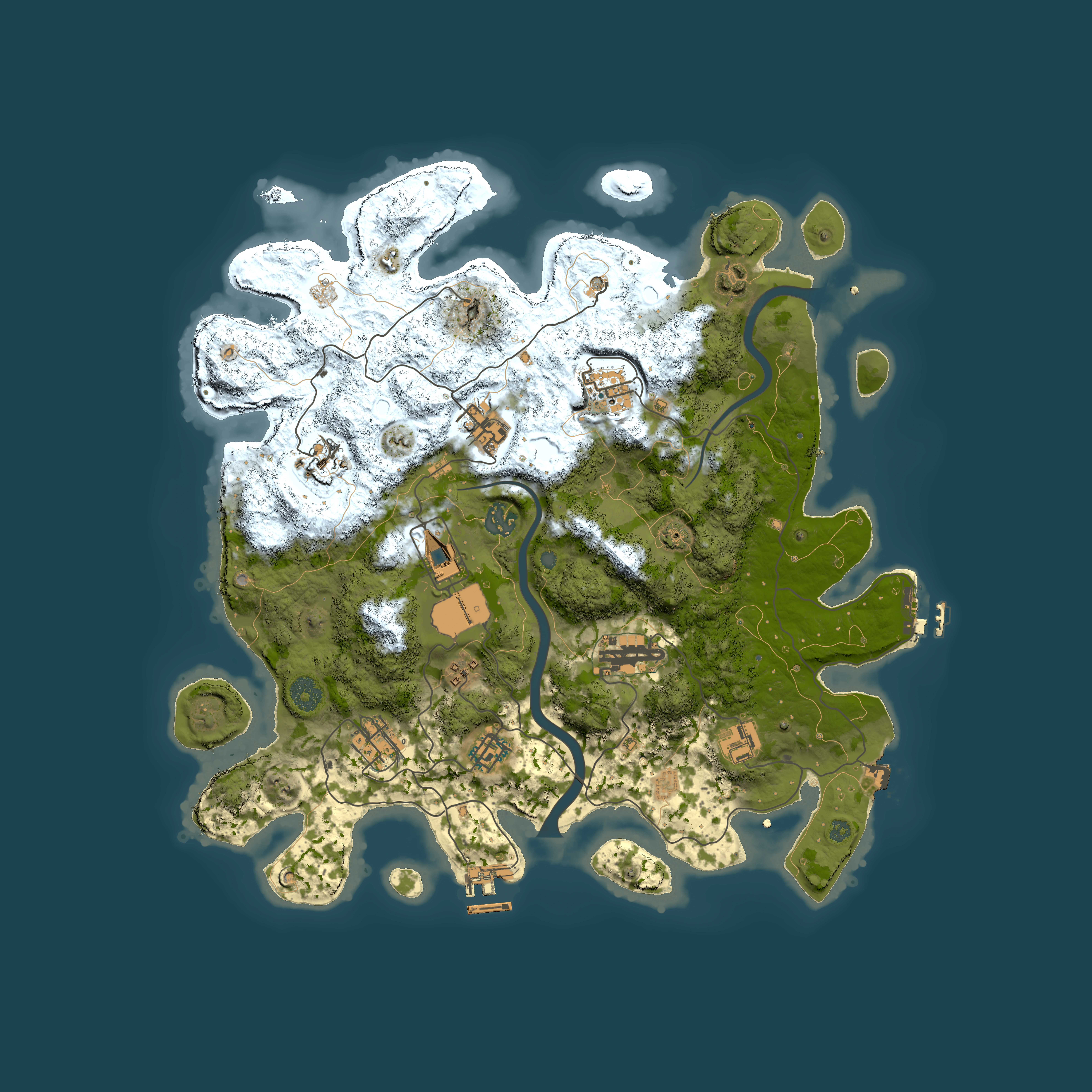 Full top-down render of Rust map seed 1686014378, 3850x3850m