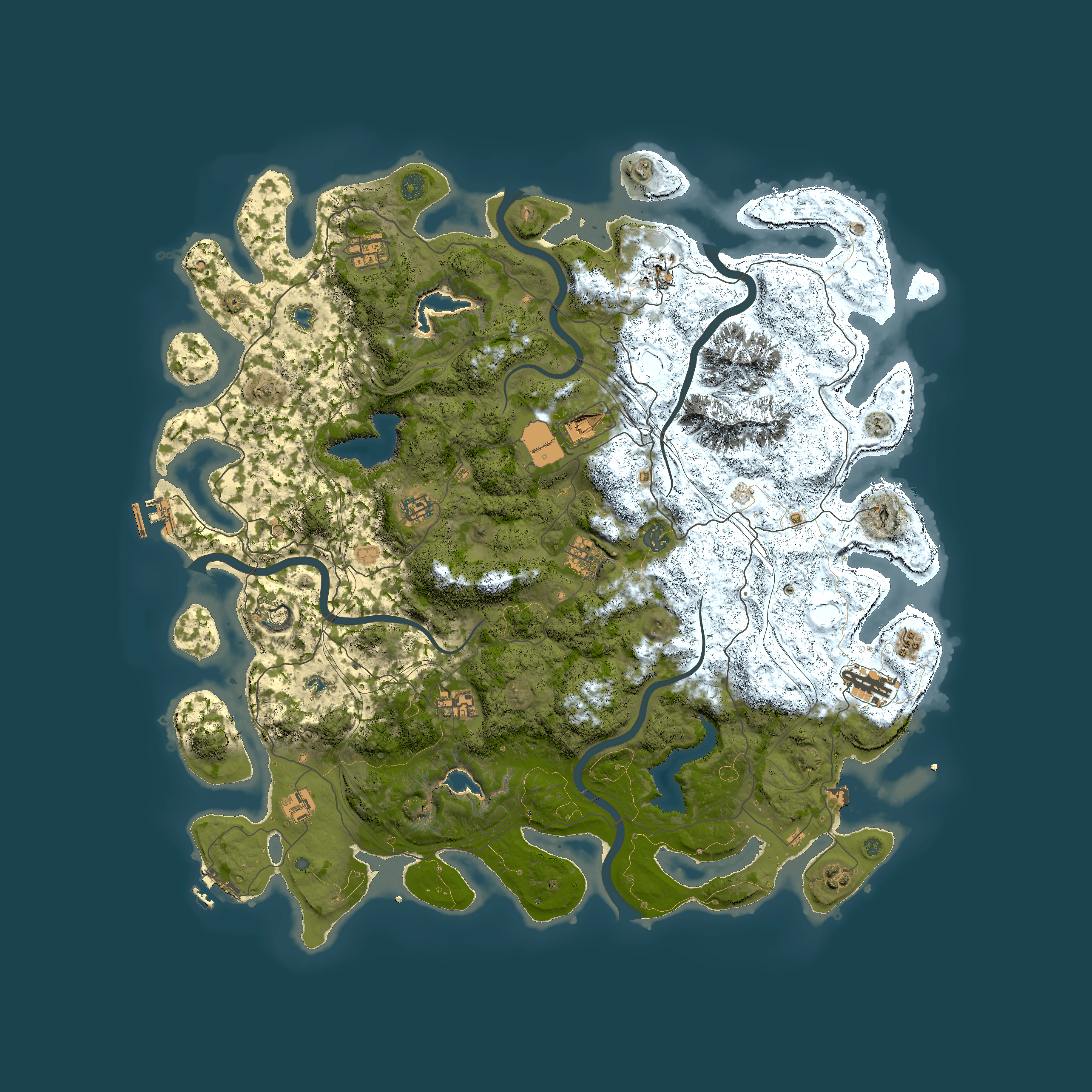 Full top-down render of Rust map seed 1451140664, 5000x5000m