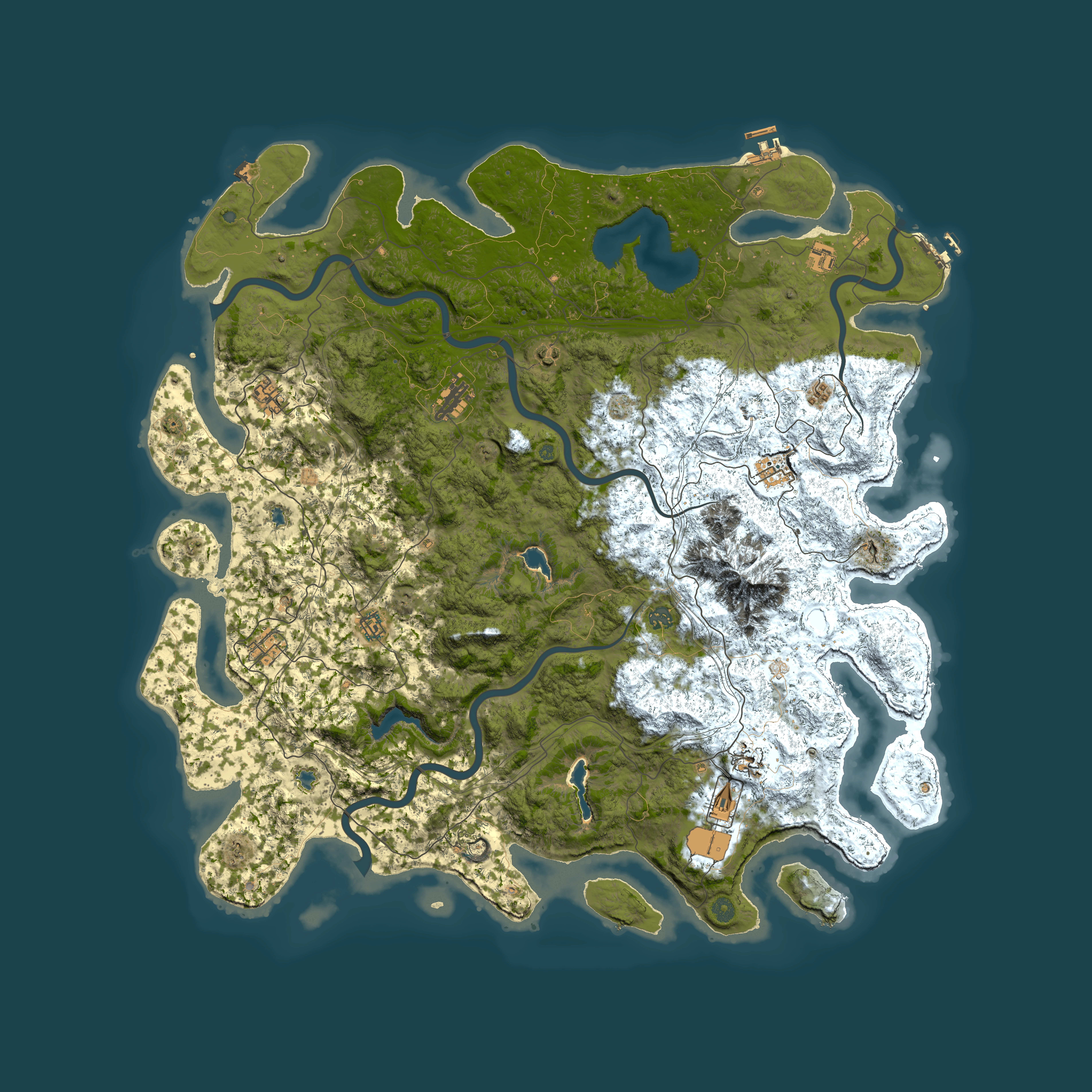Full top-down render of Rust map seed 1290087138, 5550x5550m