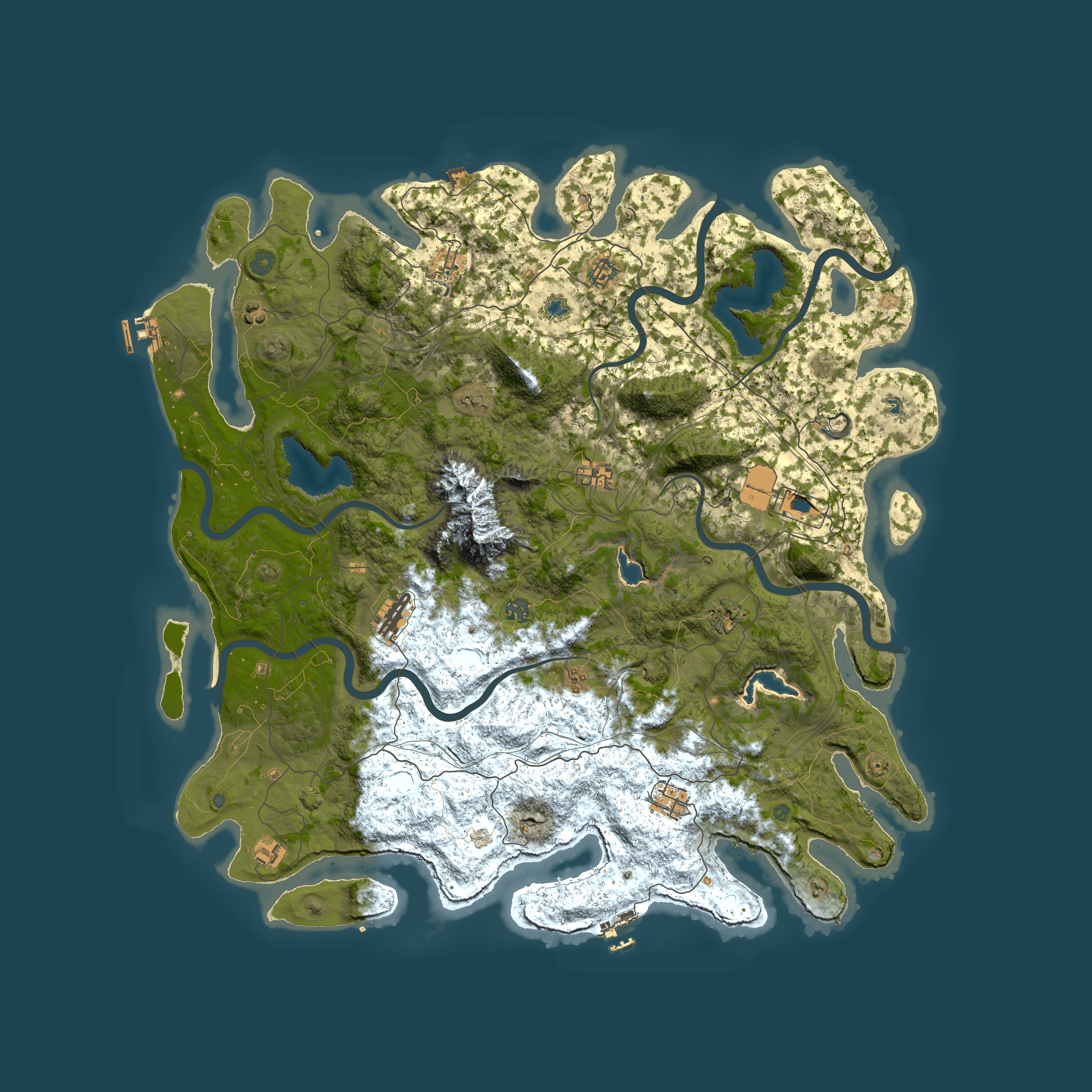 Full top-down render of Rust map seed 1238374642, 5200x5200m