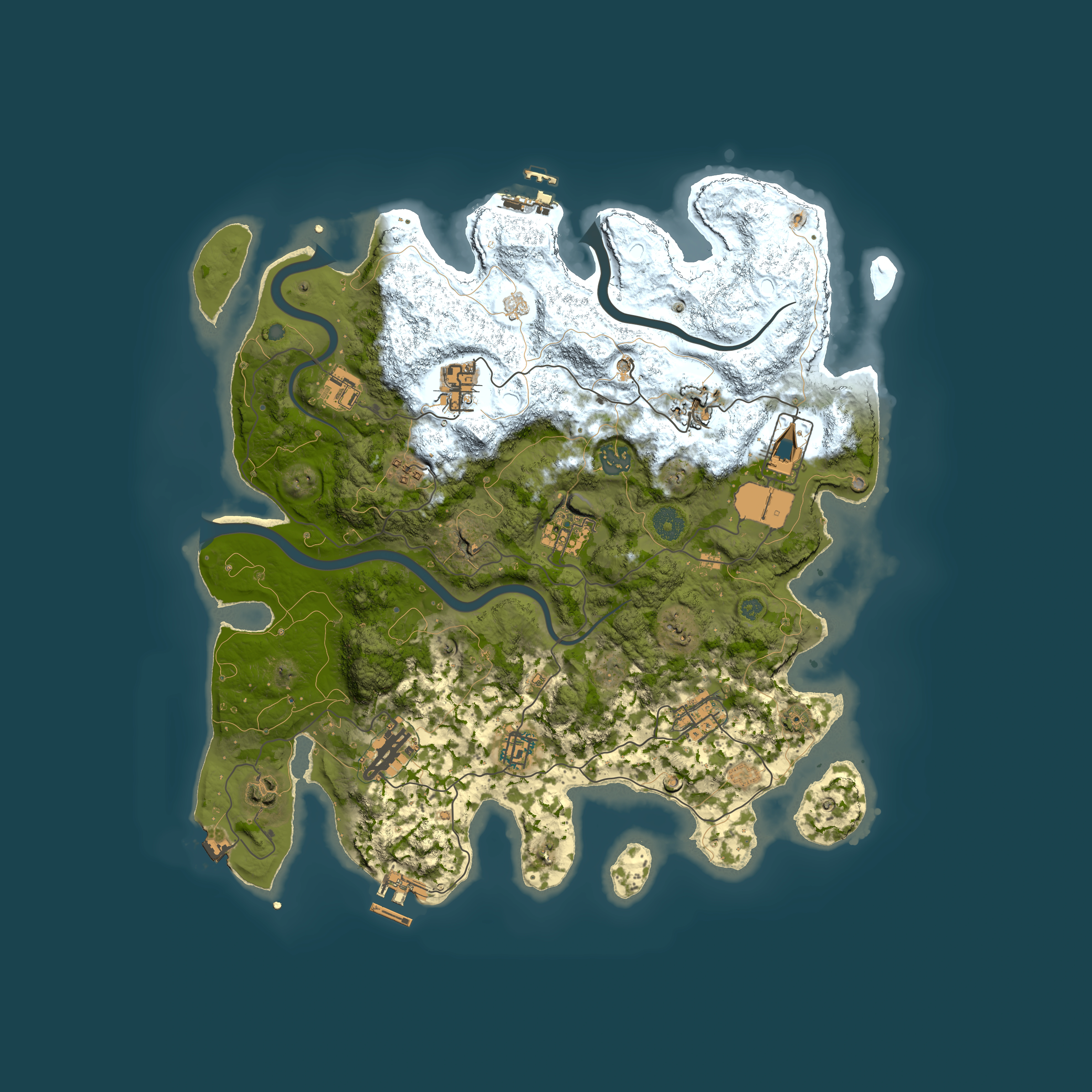 Full top-down render of Rust map seed 756566661, 3950x3950m