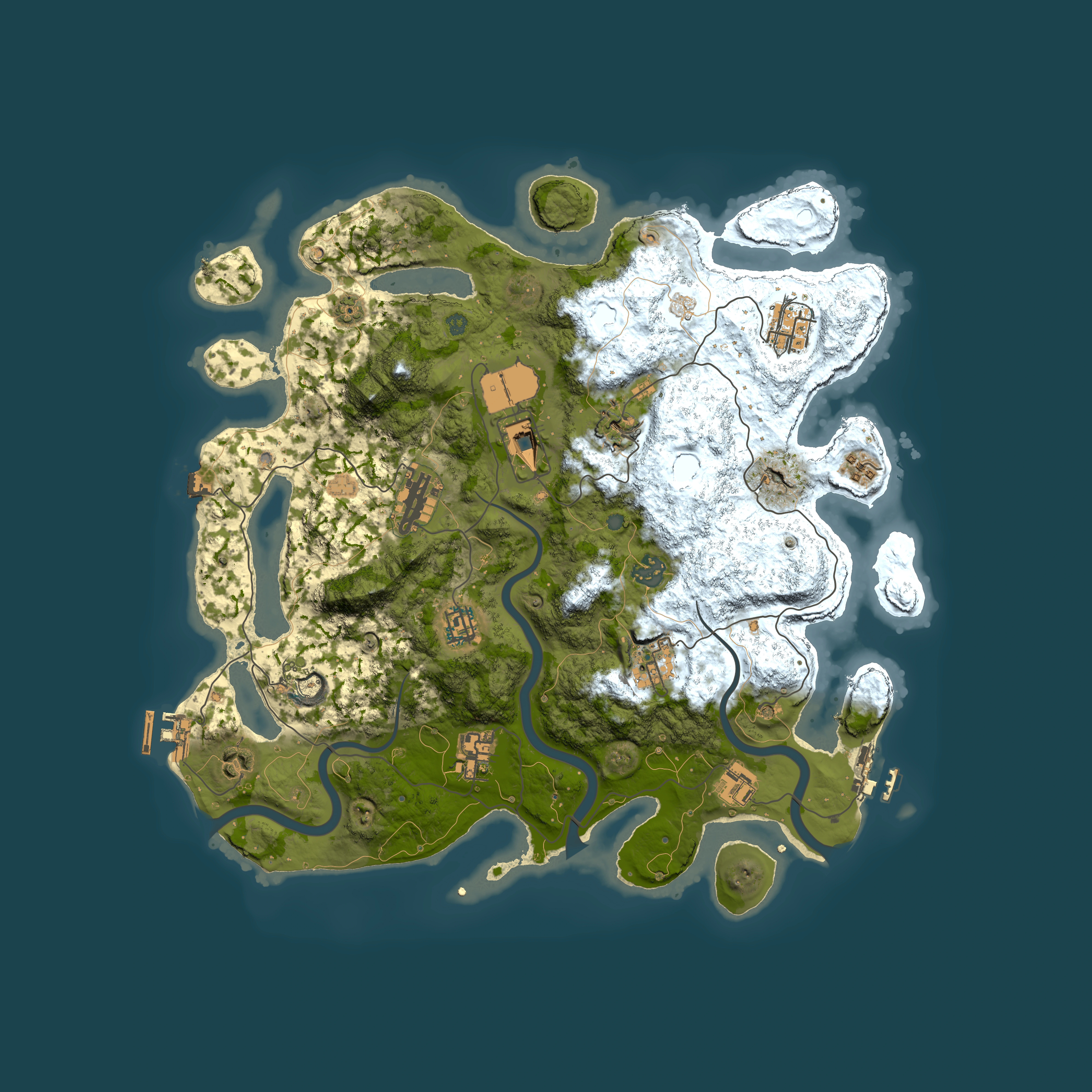Full top-down render of Rust map seed 285844642, 3850x3850m